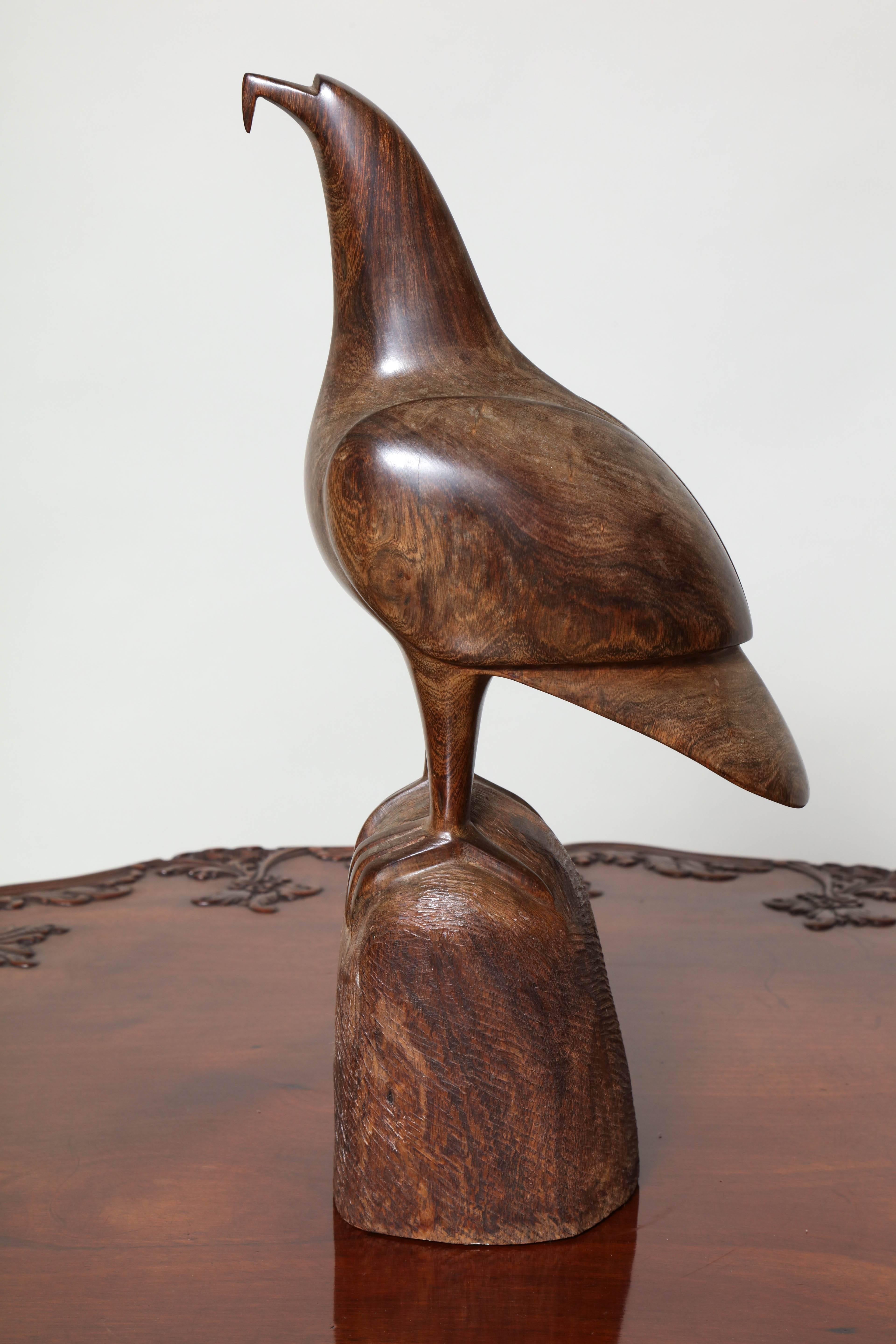 Mid-20th Century Koa Wood Seabird Sculpture