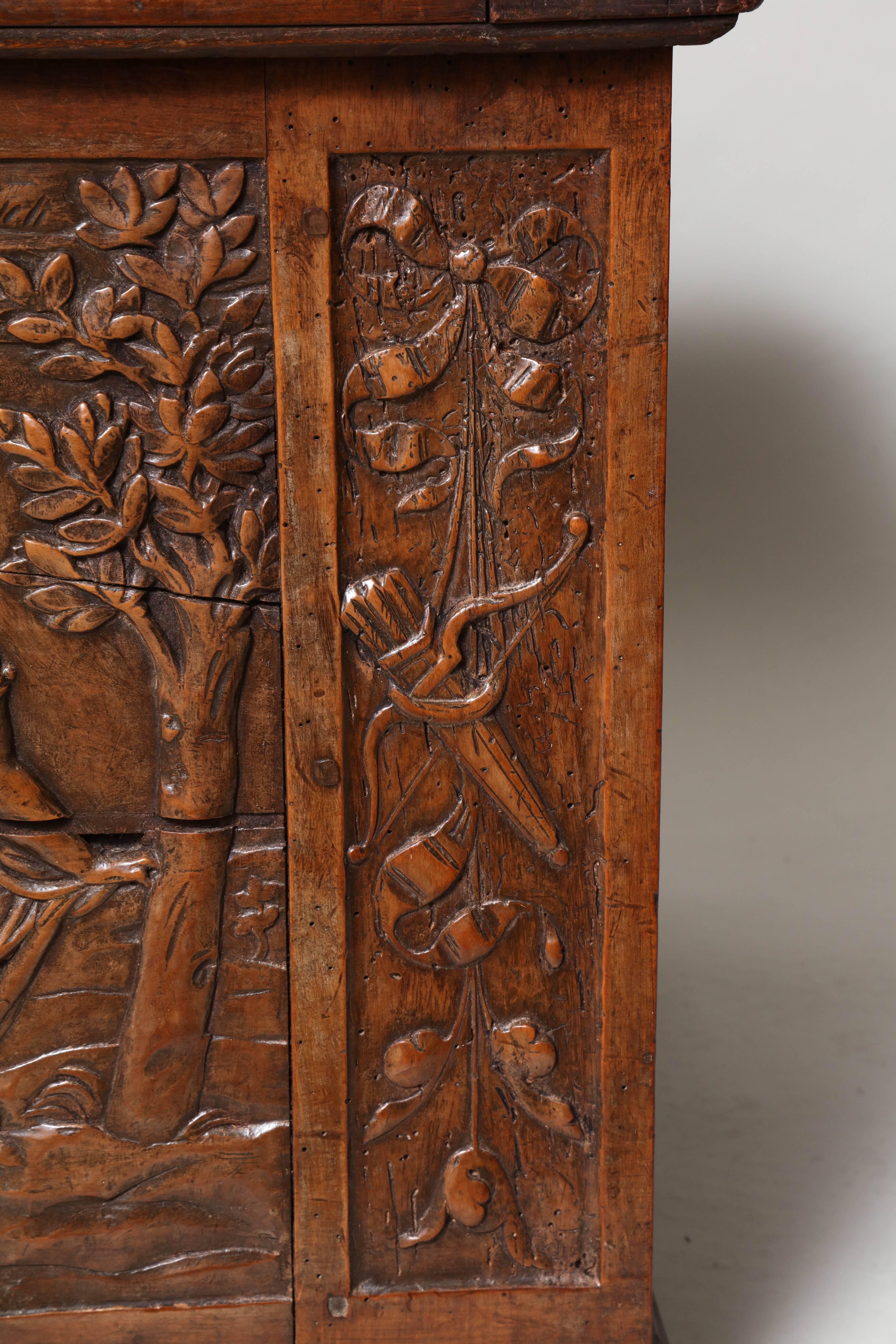 18th Century and Earlier 16th Century Pearwood Coffer Depicting Diana and Actaeon