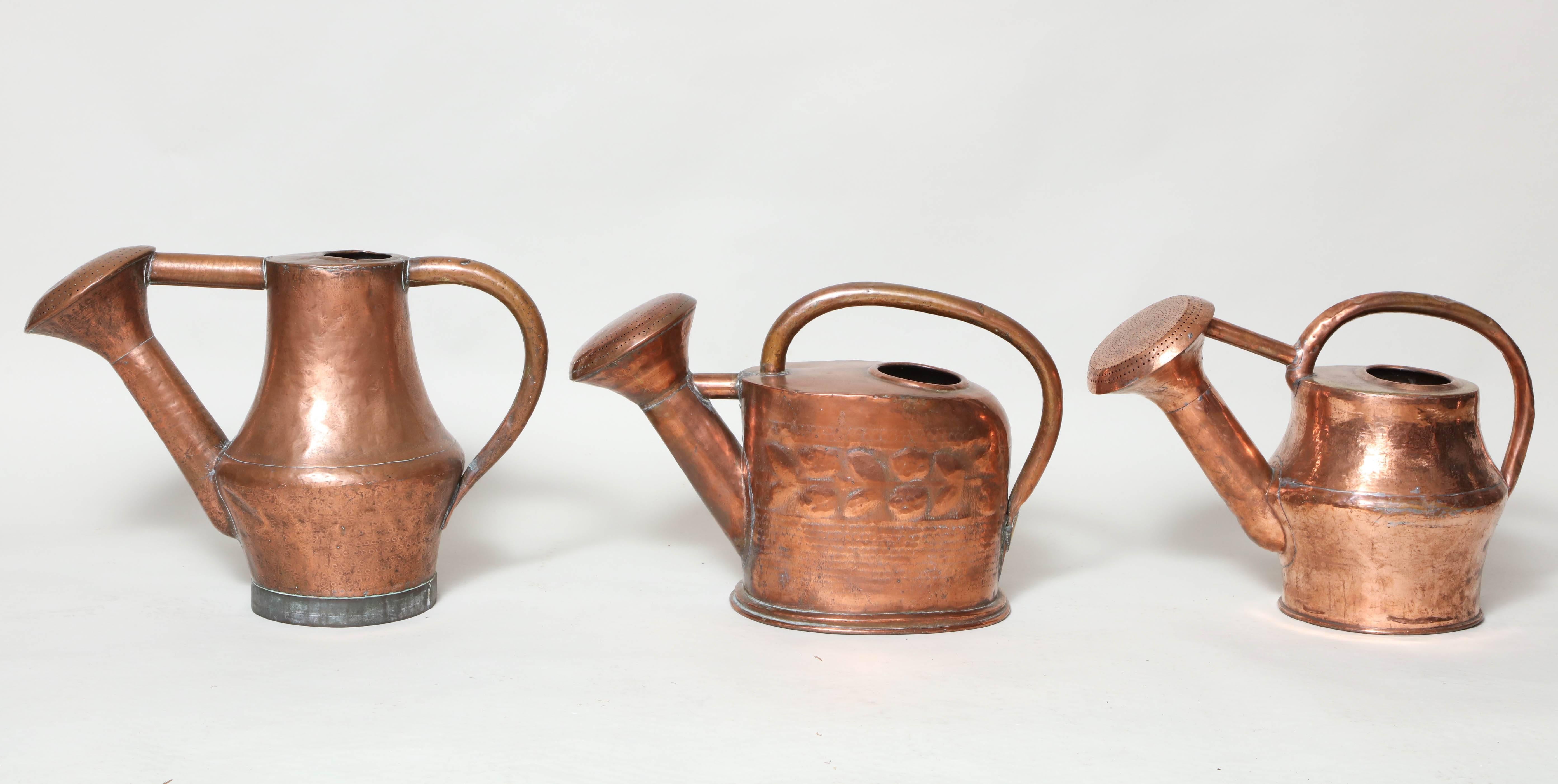 French Three Copper Watering Cans