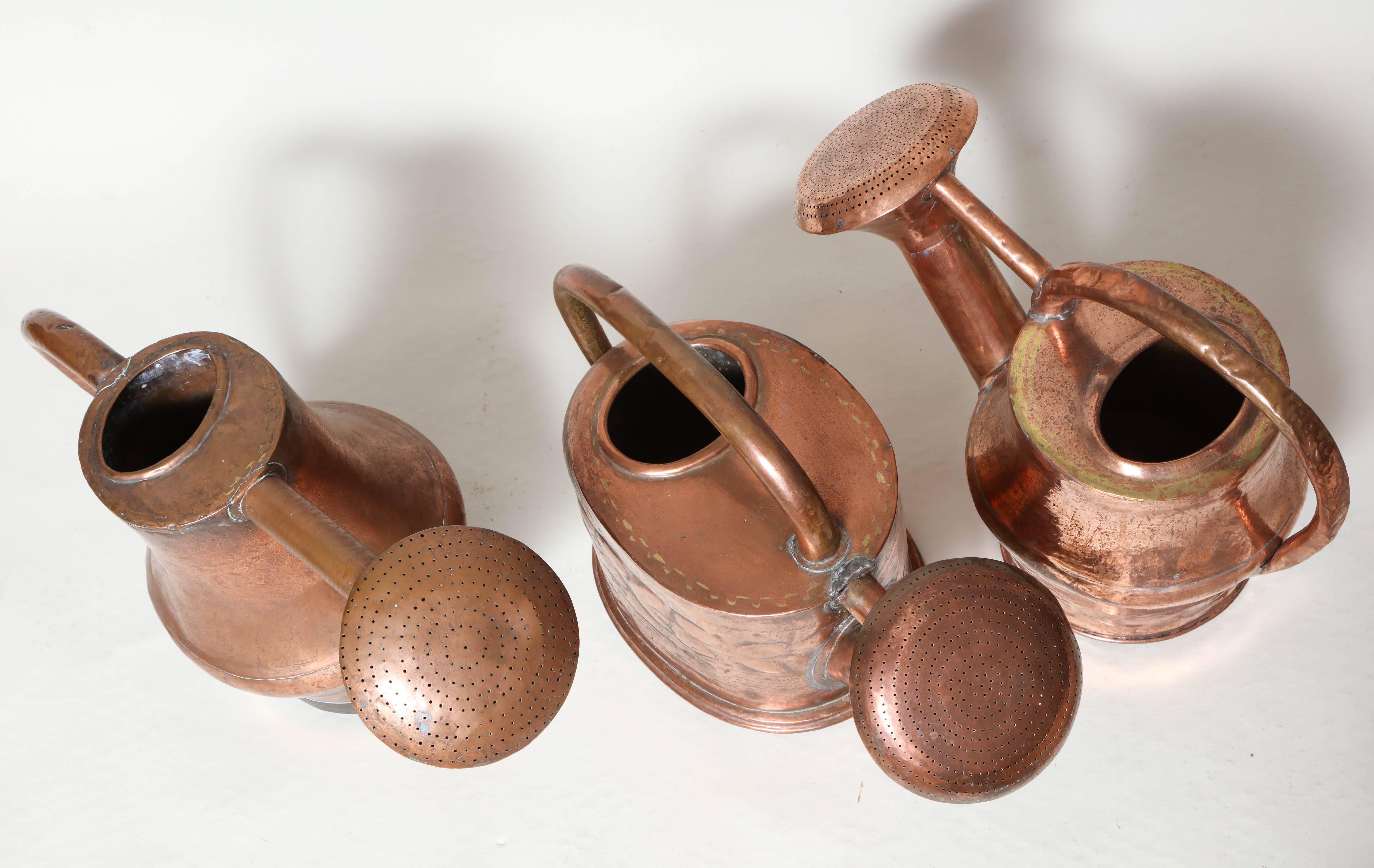 19th Century Three Copper Watering Cans
