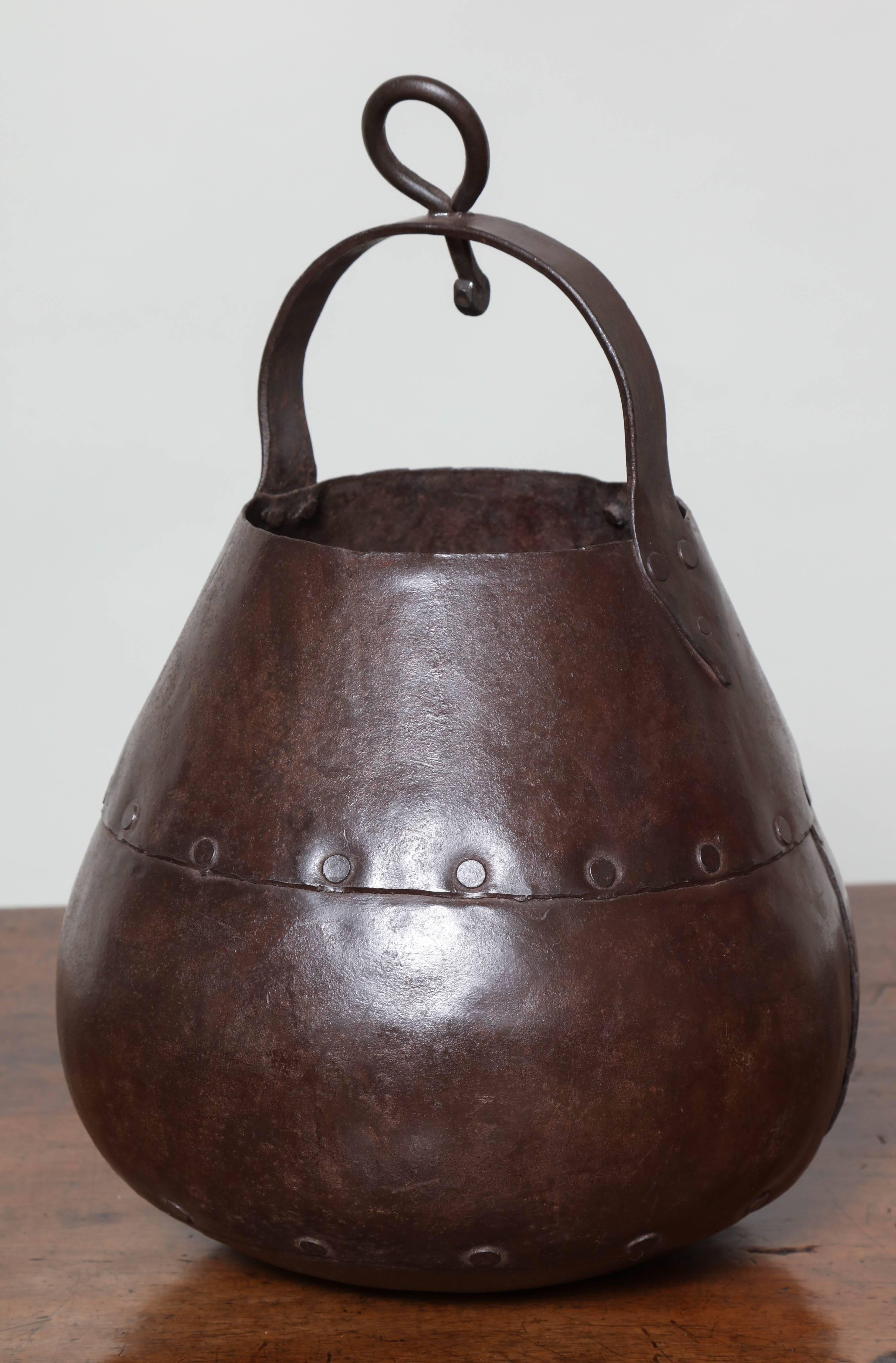 Iron Arts and Crafts Riveted Pot For Sale