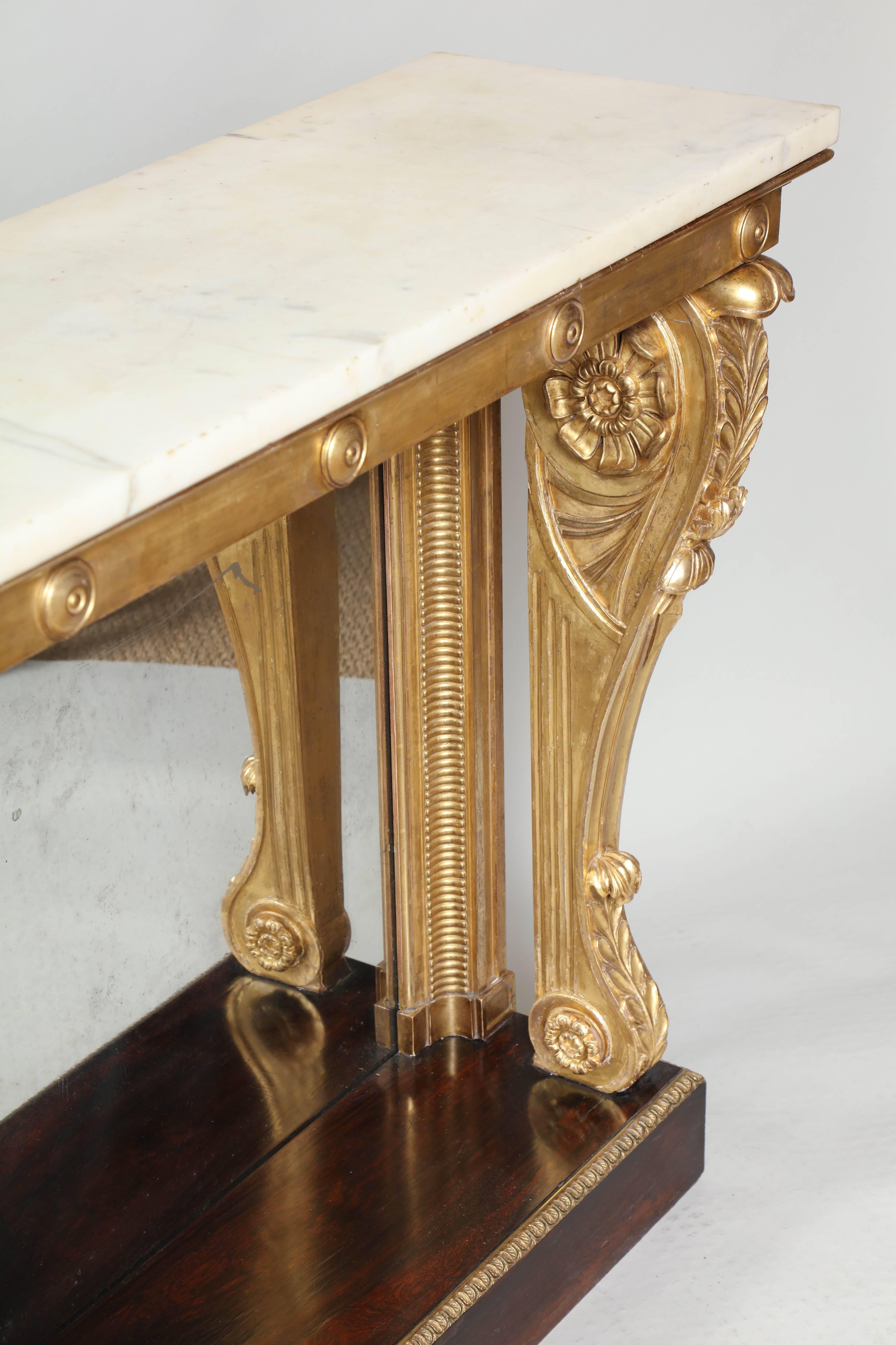 Bronze Neoclassical Giltwood and Rosewood Pier Table For Sale