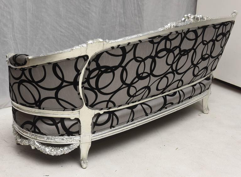 Wedding Loveseat West Indies Mahogany Silver Leaves Finish, 19th