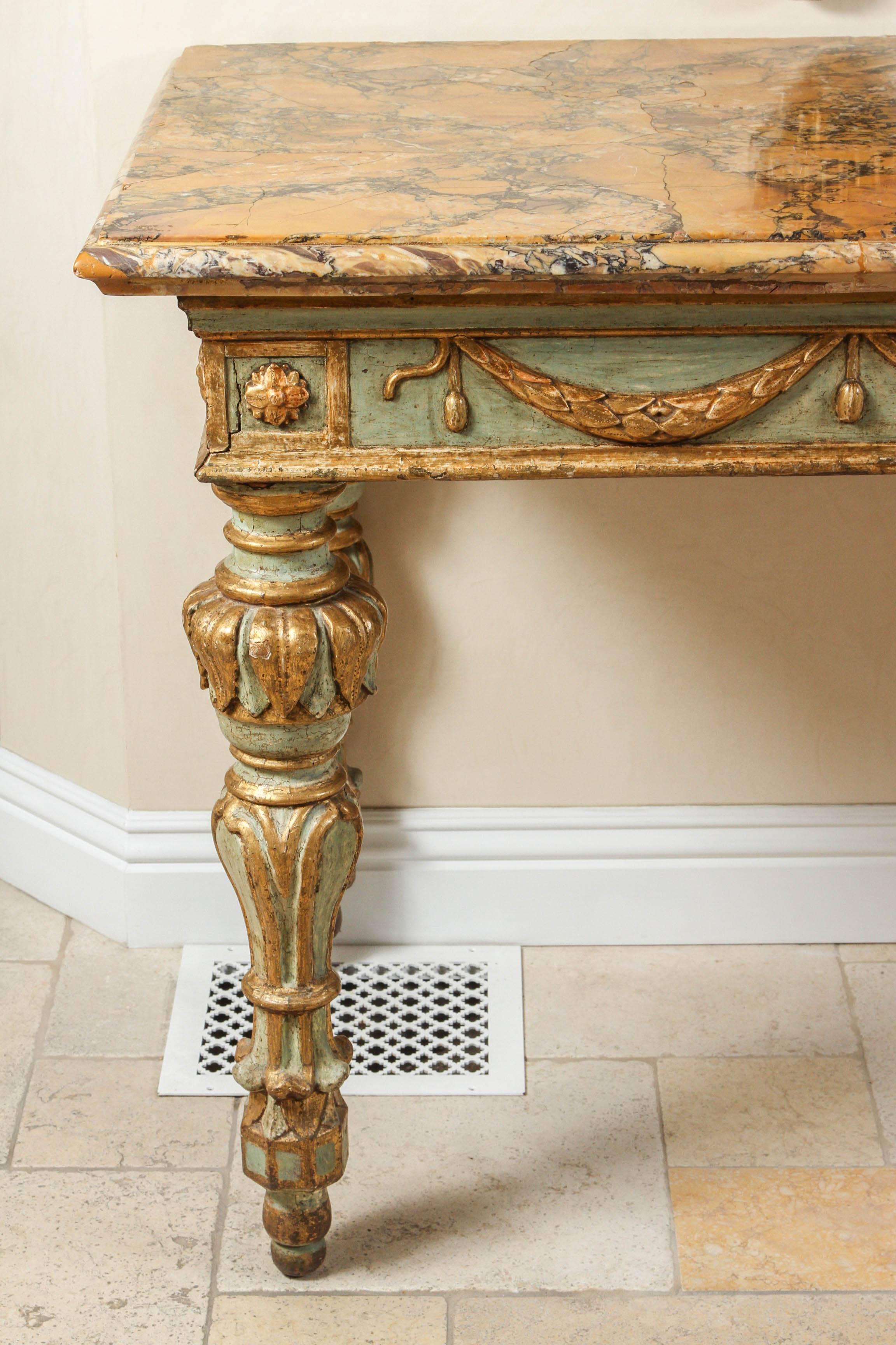 Carved 18th Century Roman Console Table For Sale