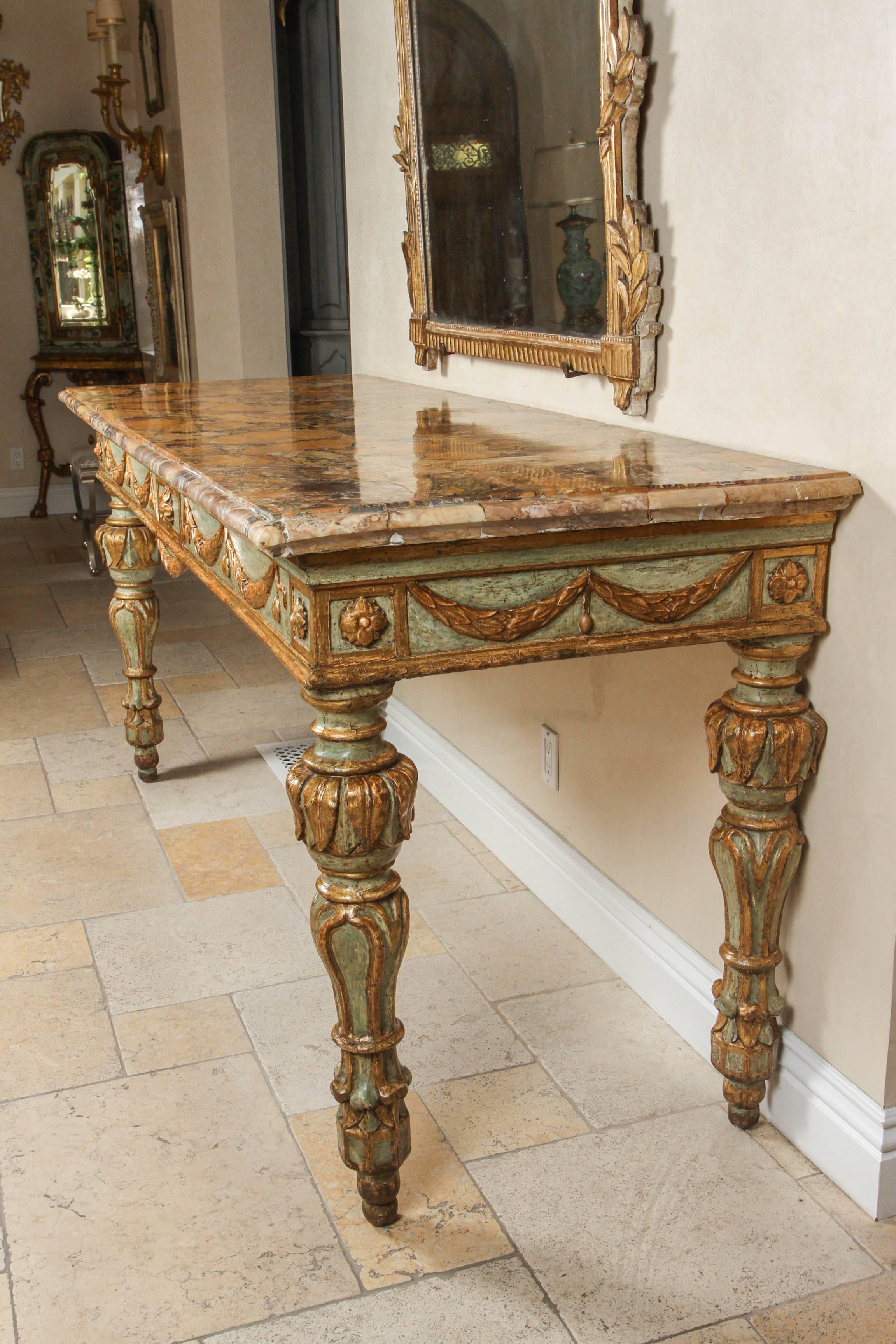 Giltwood 18th Century Roman Console Table For Sale