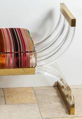 1970s Single Lucite Oversized X Bench