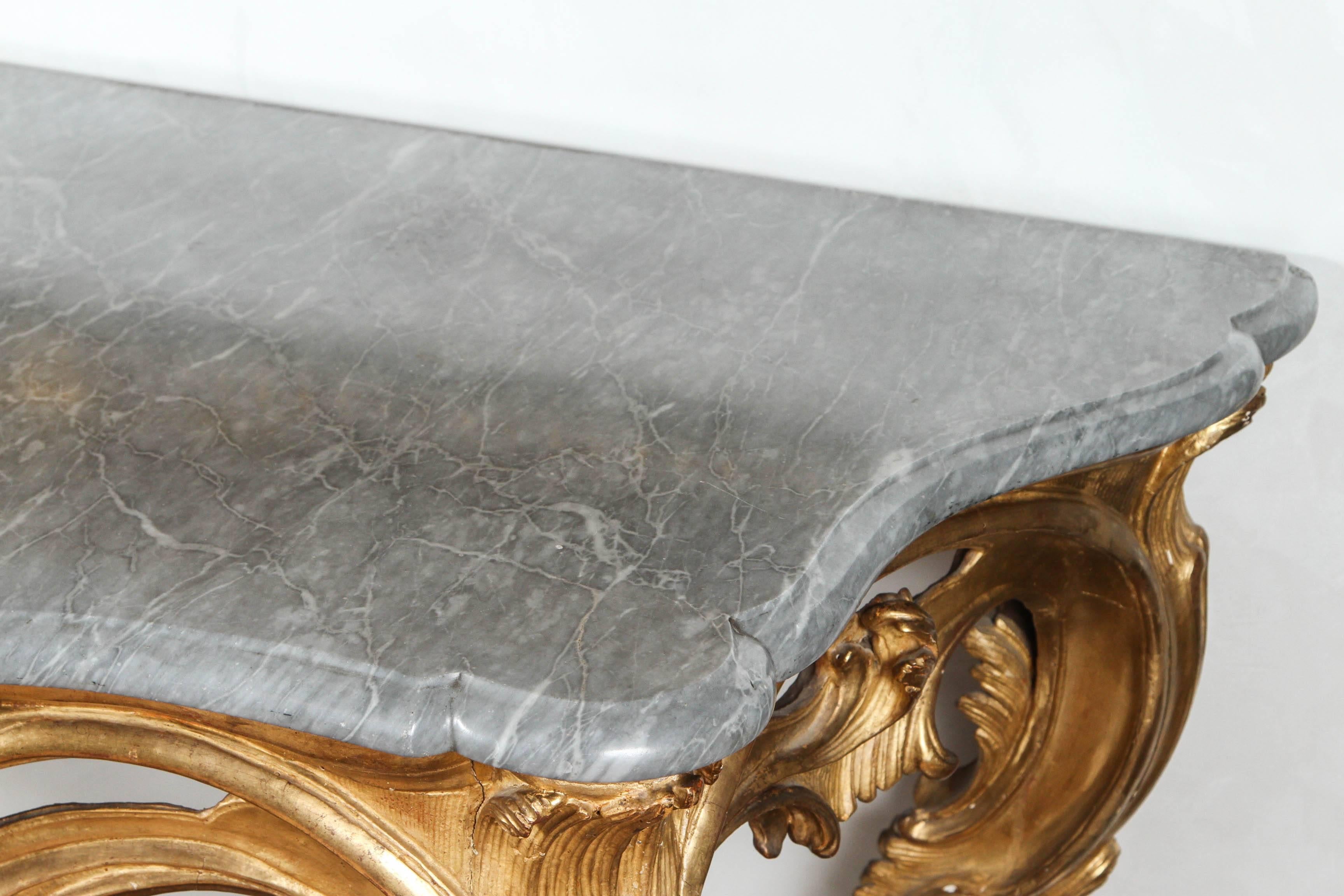 19th Century French Giltwood Console with Original Marble Top For Sale 3