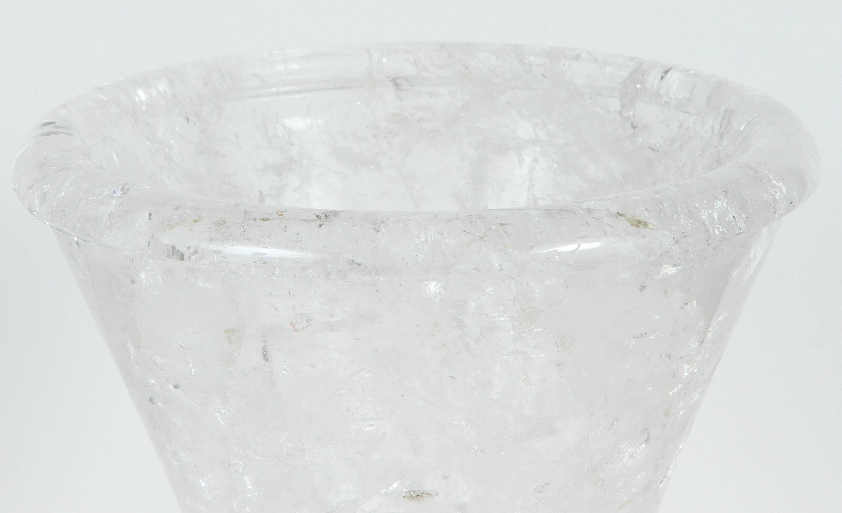 Brazilian Pair of Modern Rock Crystal Urns