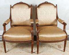 Pair of 19th Century French Walnut Armchairs