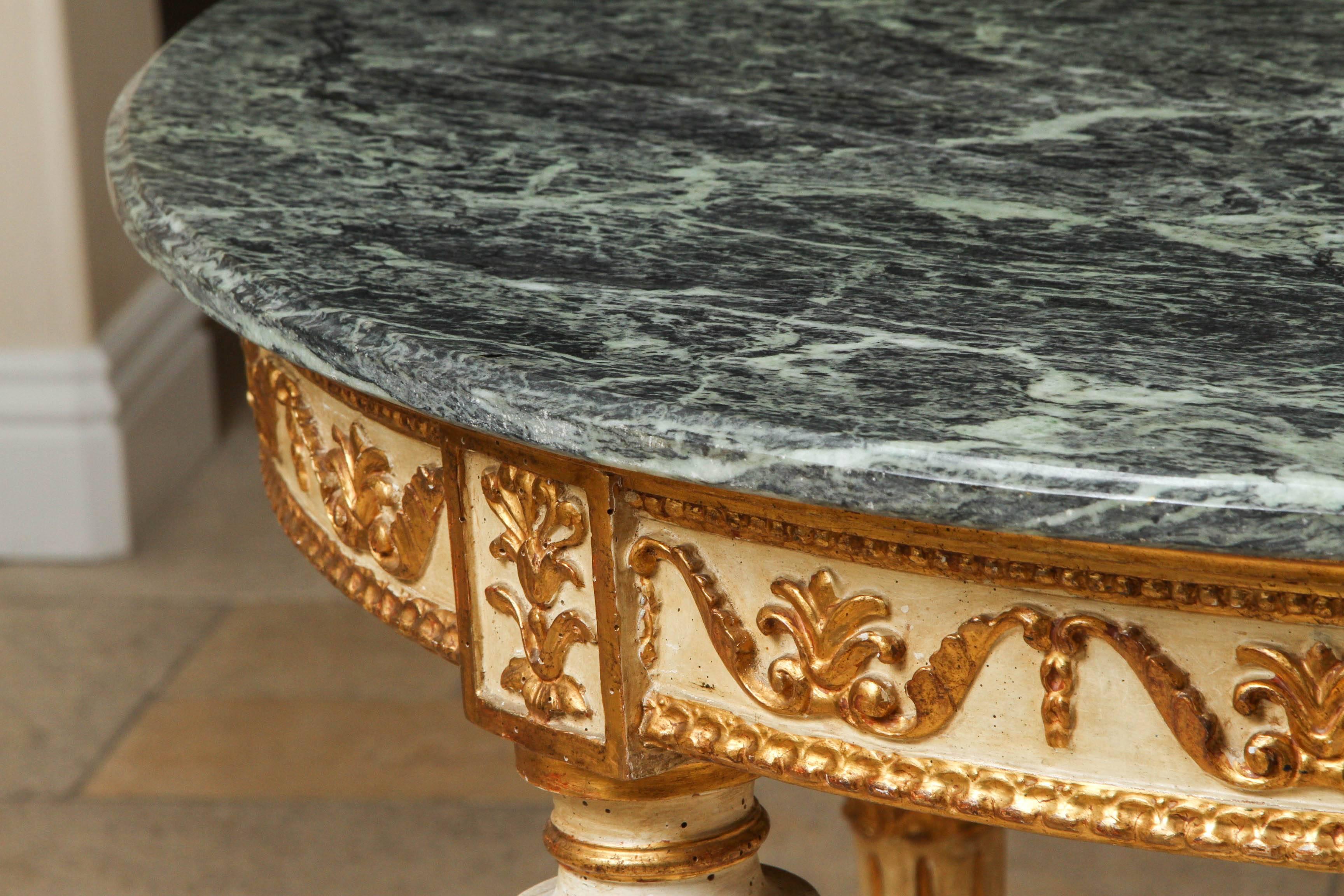 Carved 18th Century Neoclassical Italian Painted and Giltwood Center Table