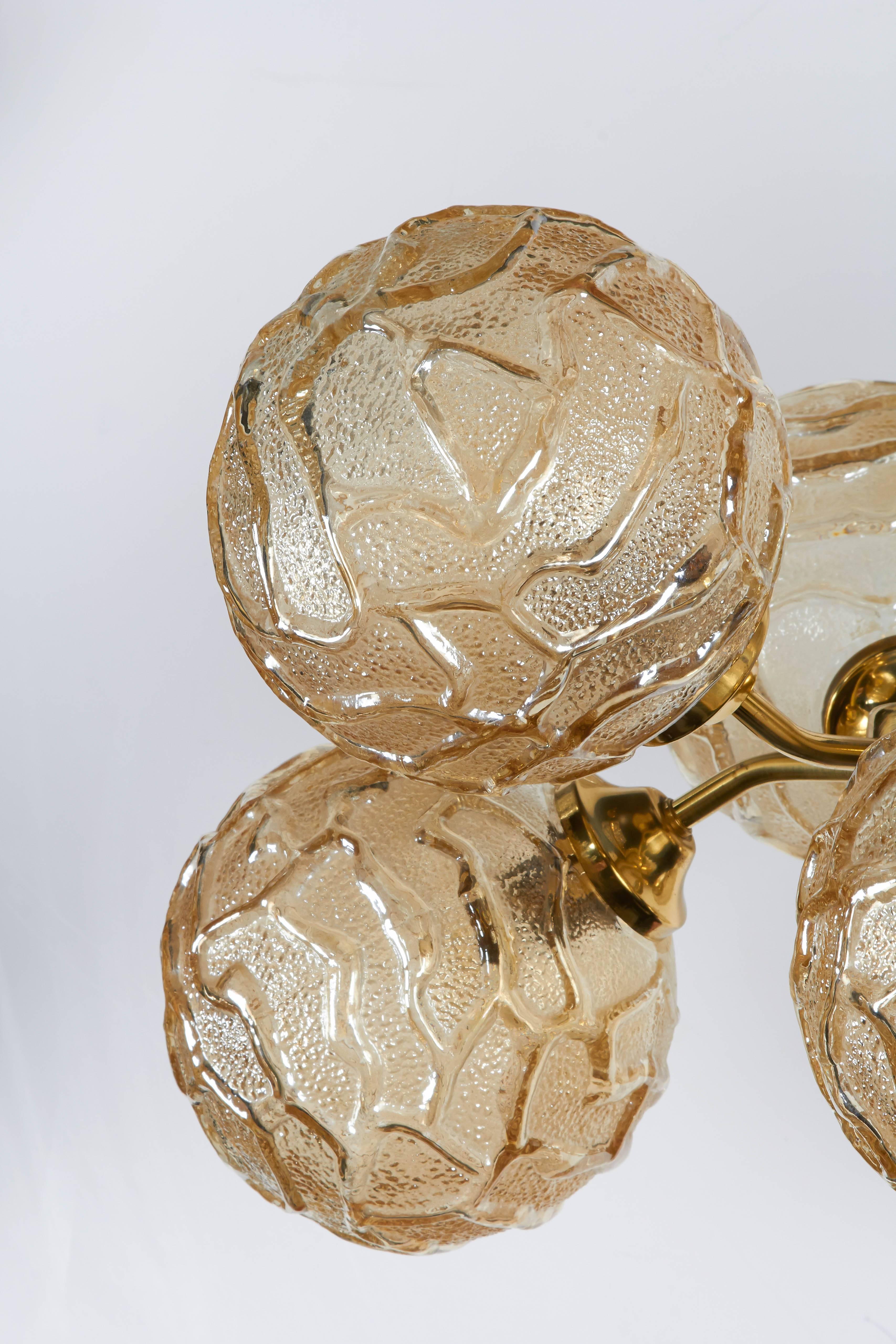 French Mid-Century Sputnik Chandelier with Champagne Glass Globes 1