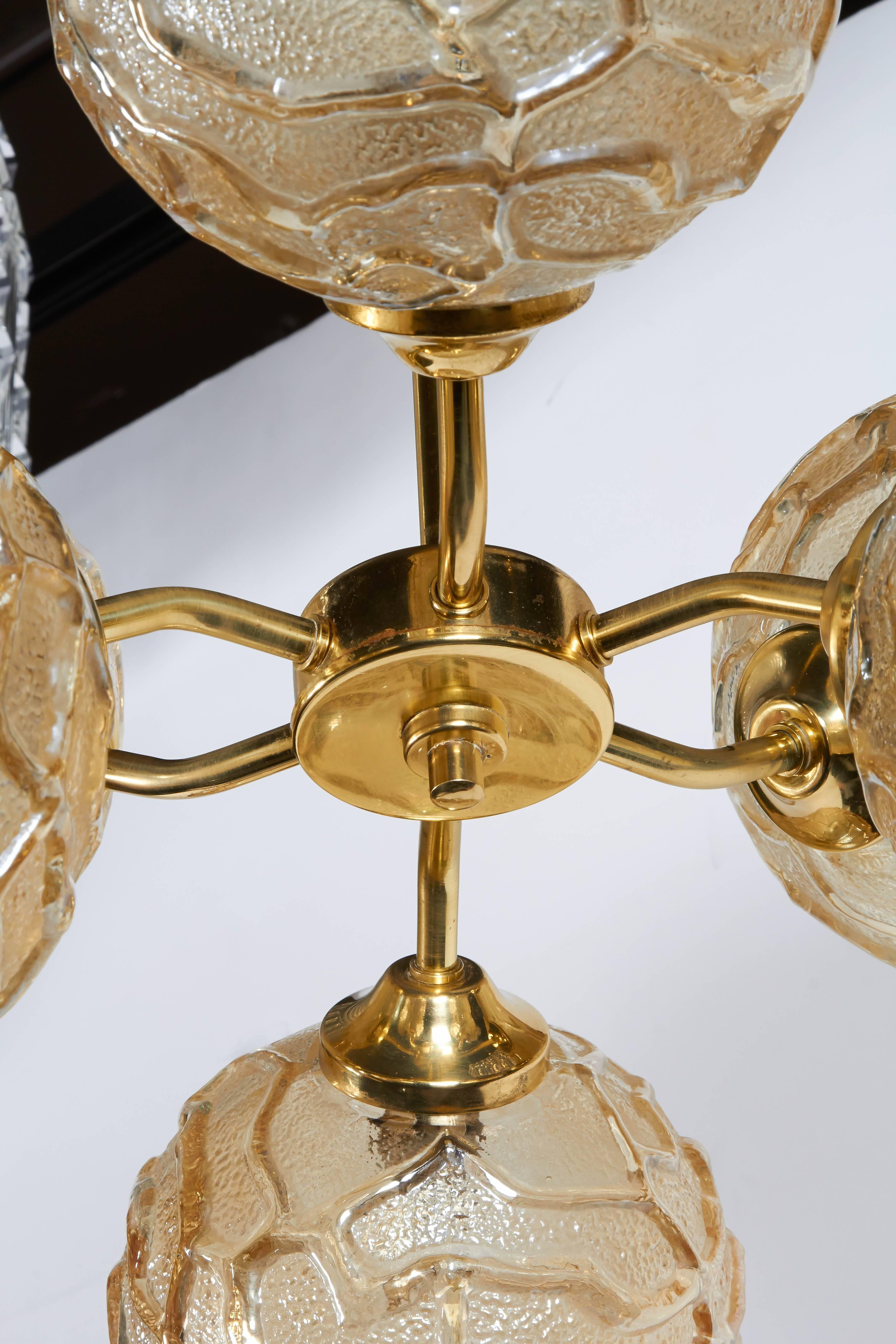 French Mid-Century Sputnik Chandelier with Champagne Glass Globes 2