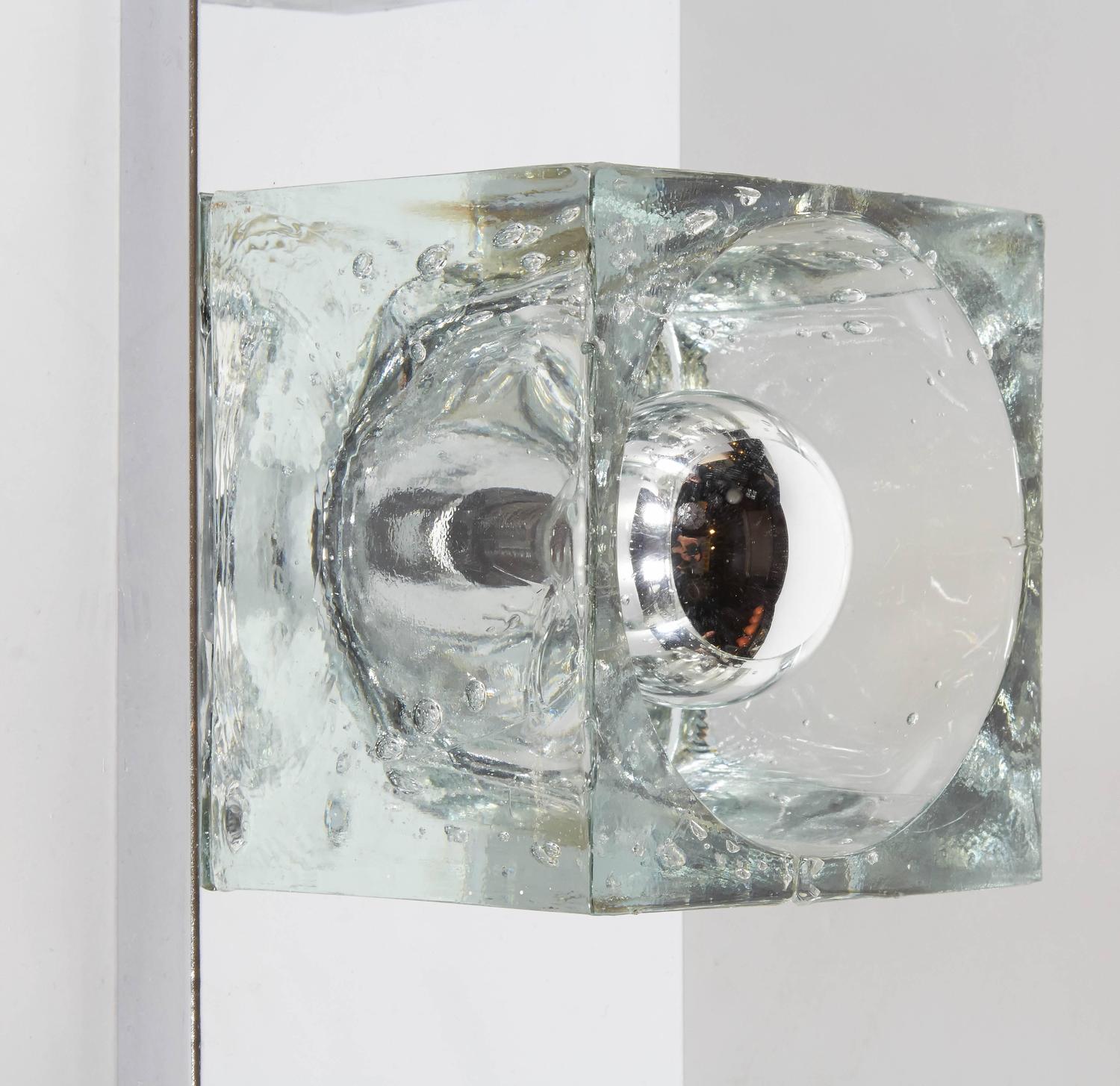 Mid-Century Modern Wall Light with Large Glass Block Shades by Gaetano Sciolari at 1stdibs