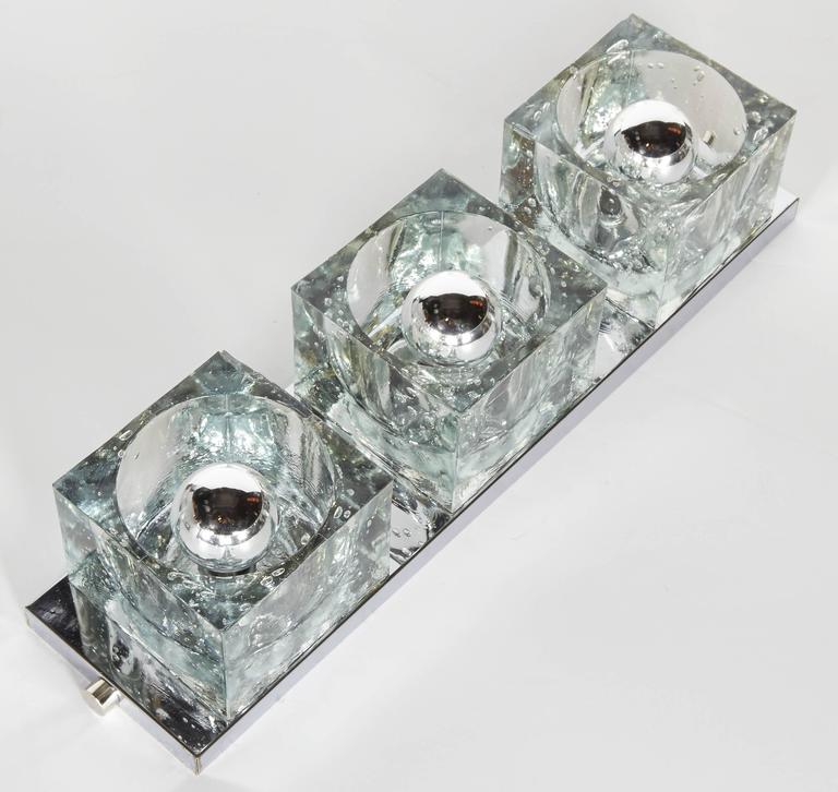 Mid-Century Modern Wall Light with Large Glass Block Shades by Gaetano Sciolari at 1stdibs