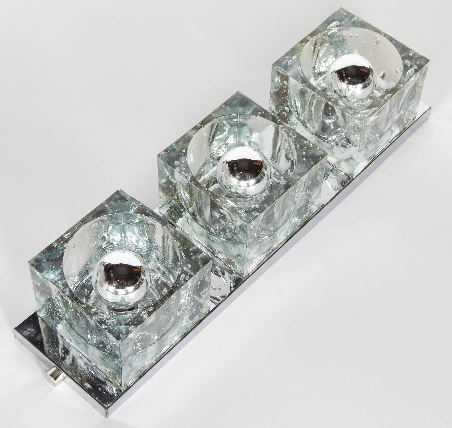 Mid-Century Modern Wall Light with Large Glass Block Shades by Gaetano Sciolari at 1stdibs