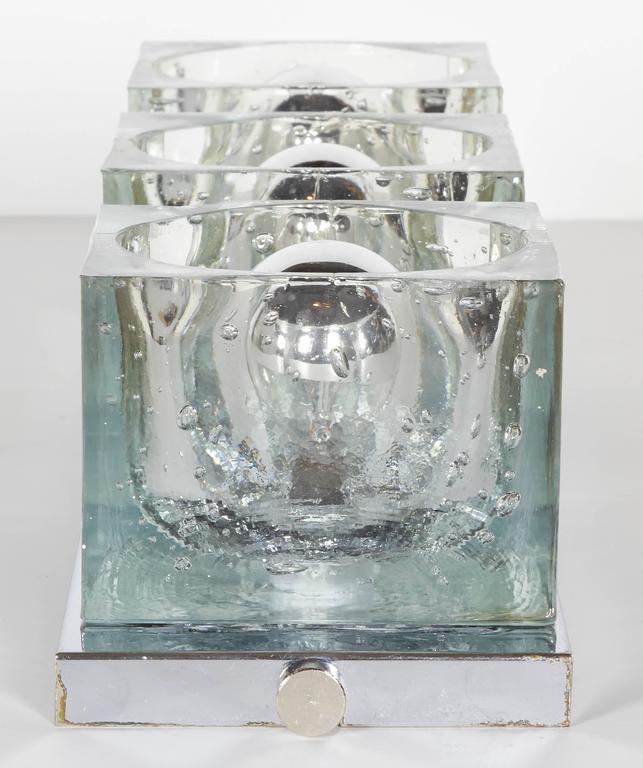 Mid-Century Modern Wall Light with Large Glass Block Shades by Gaetano Sciolari at 1stdibs