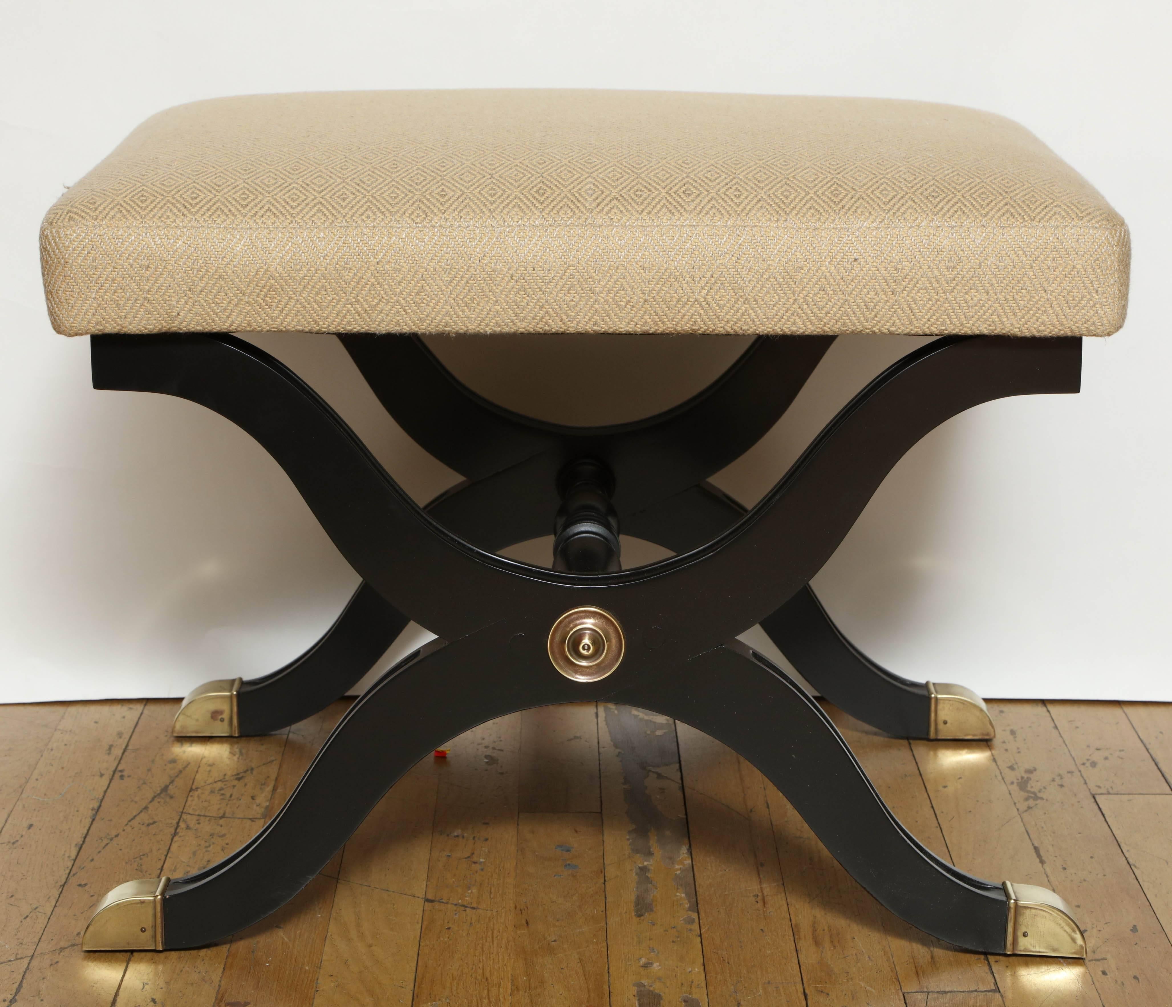 A Regency Inspired Curule X Frame Bench In Good Condition In New York, NY