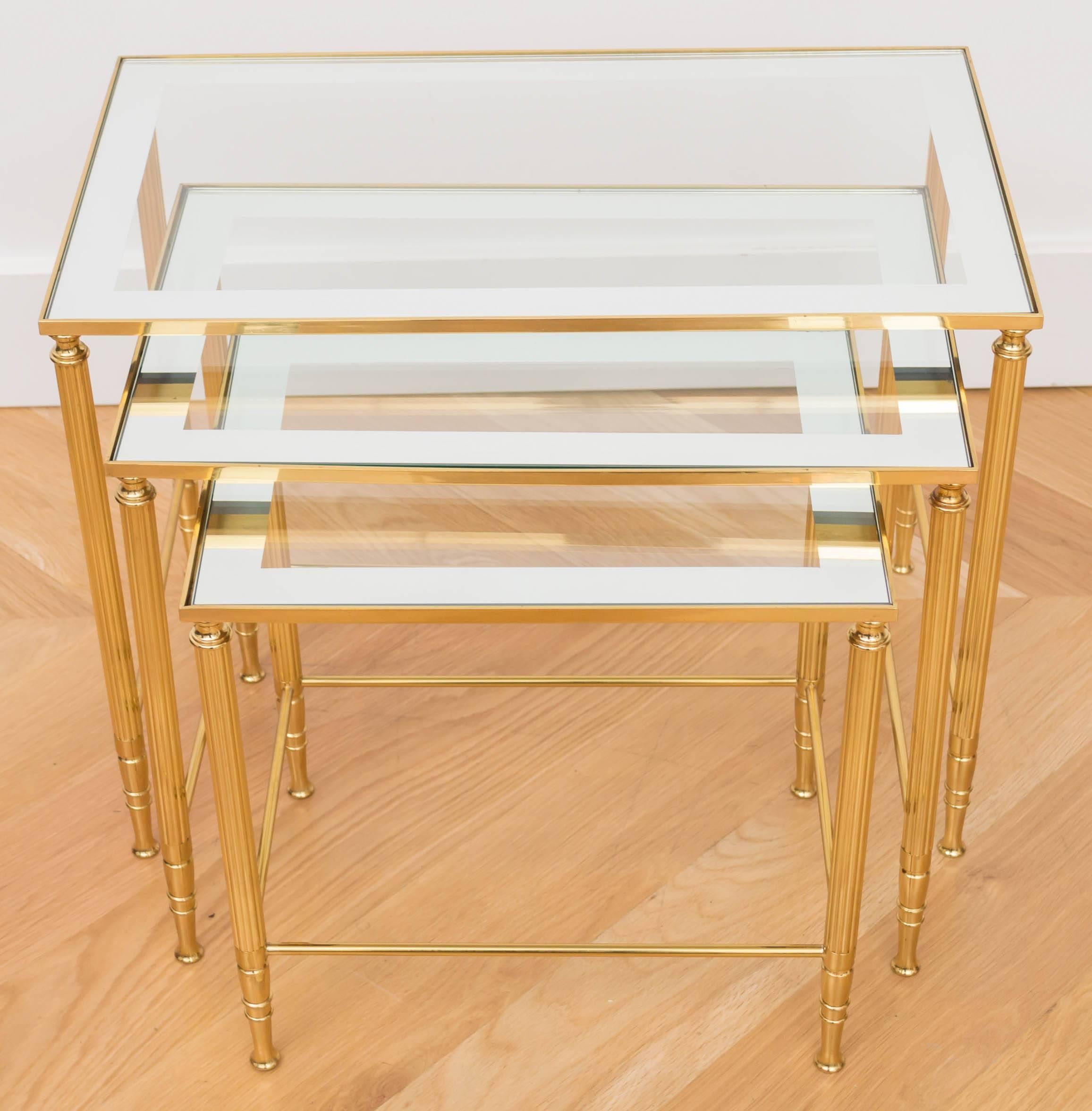 Italian Brass Nesting Tables In Excellent Condition For Sale In San Francisco, CA