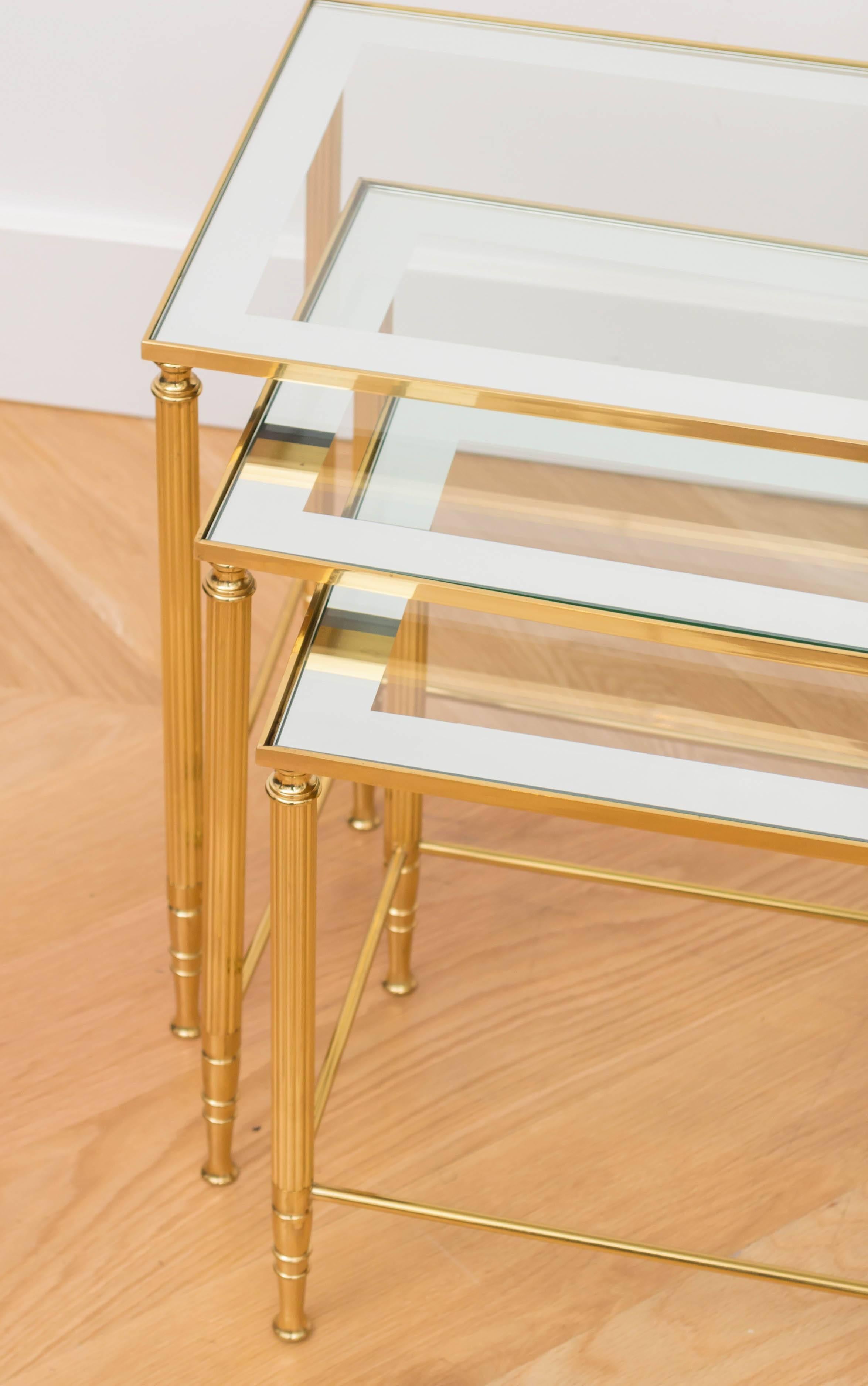 Mid-20th Century Italian Brass Nesting Tables For Sale