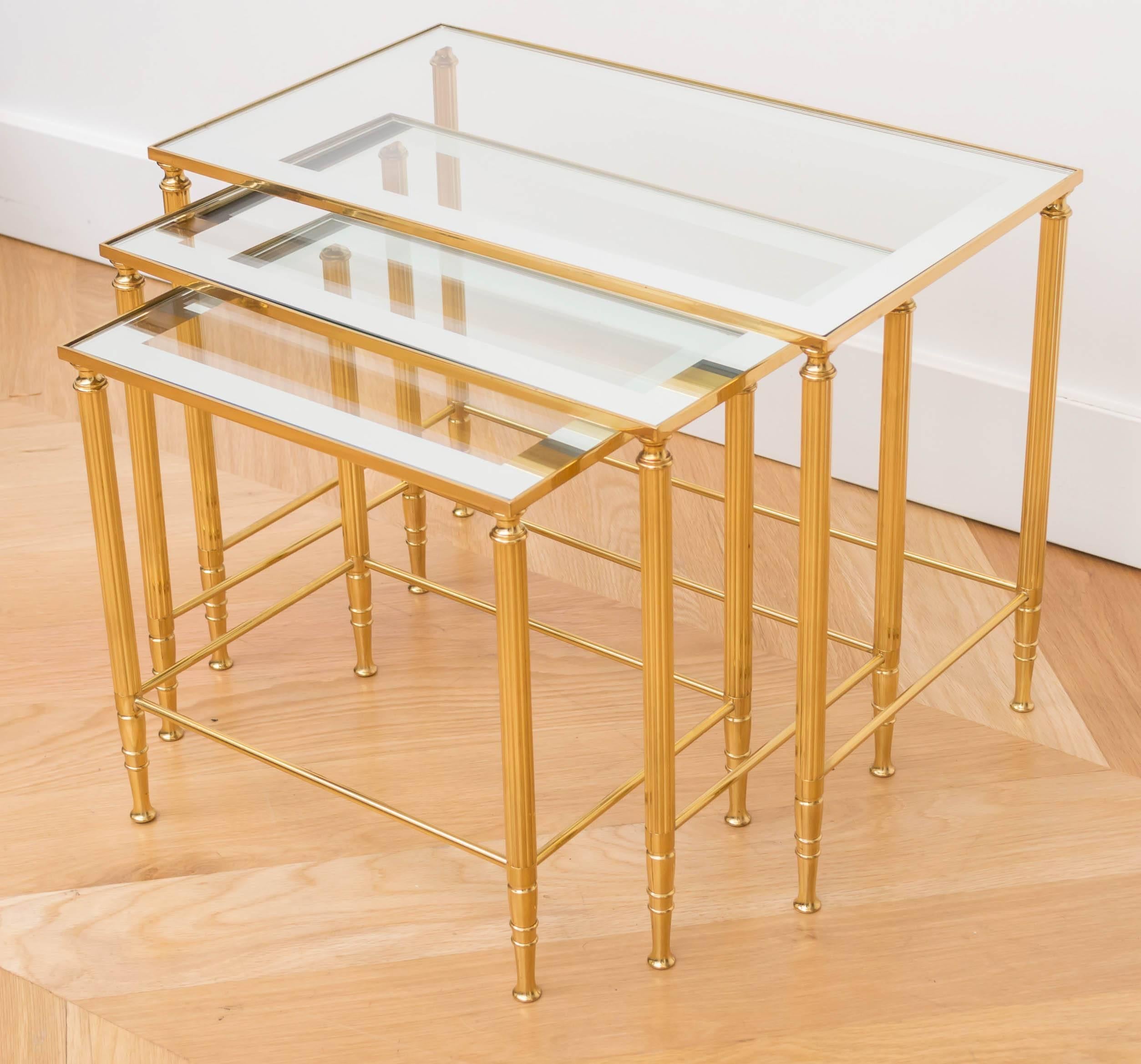 Italian Brass Nesting Tables For Sale 1