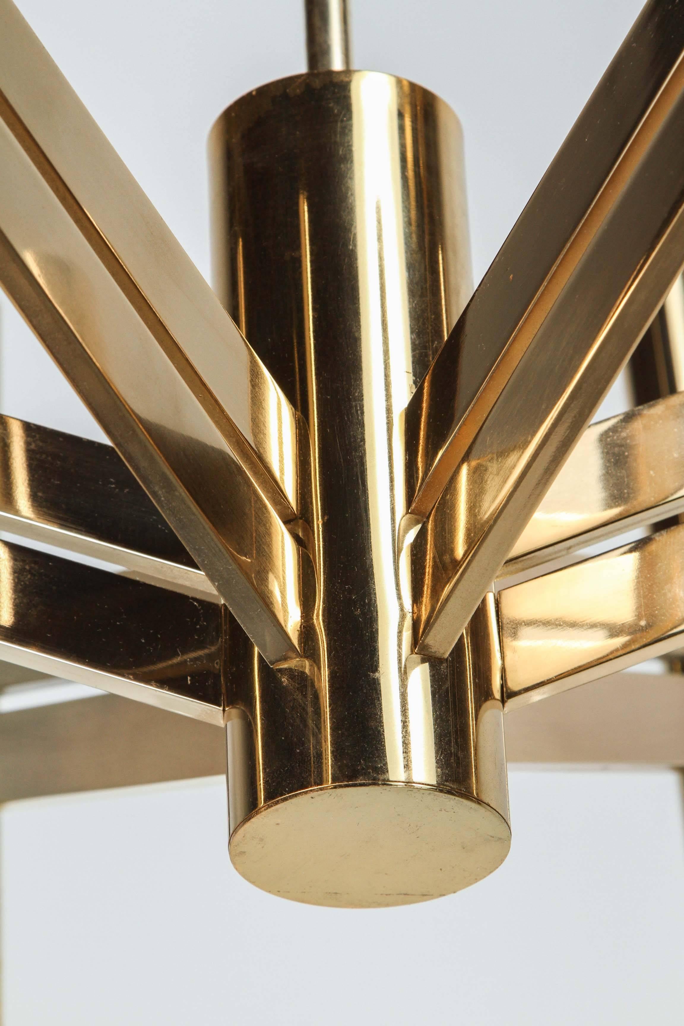 Late 20th Century Geometric Brass Chandelier by Sciolari