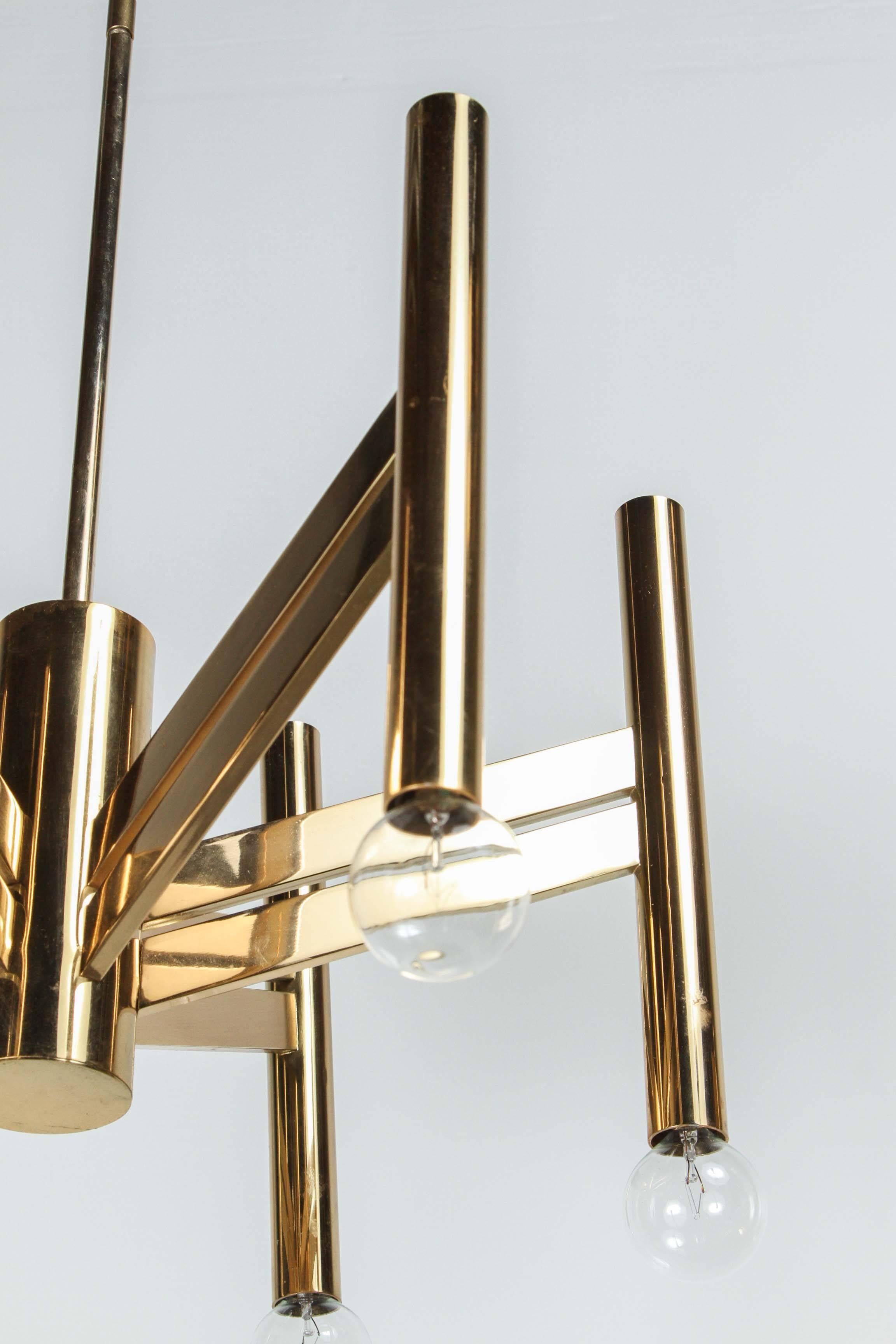 Geometric Brass Chandelier by Sciolari 2