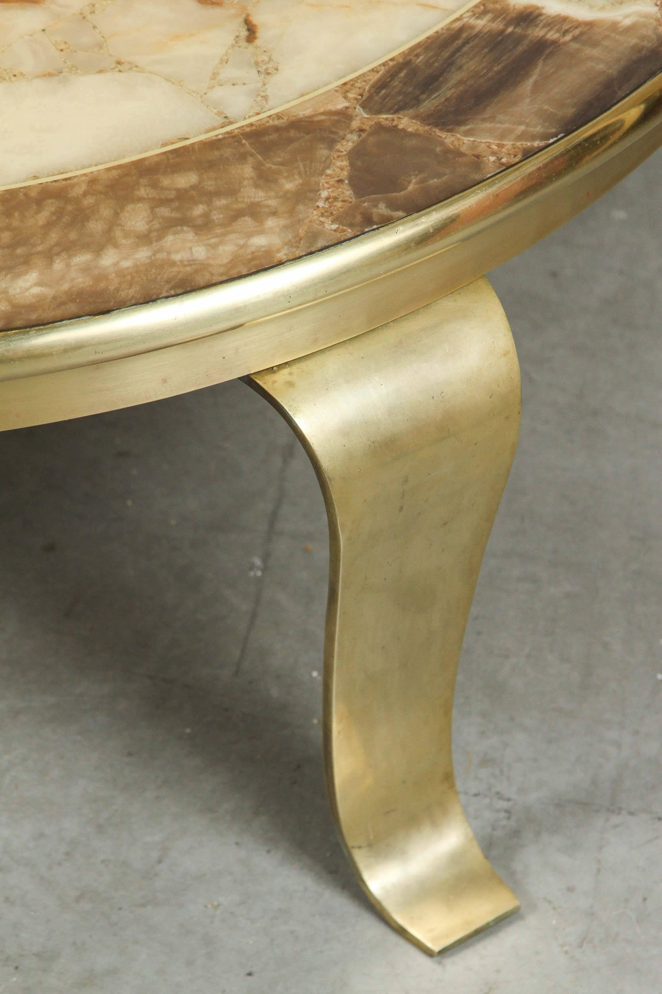 Mid-Century Modern Brass and Onyx Table by Robert & Mito Block  For Sale