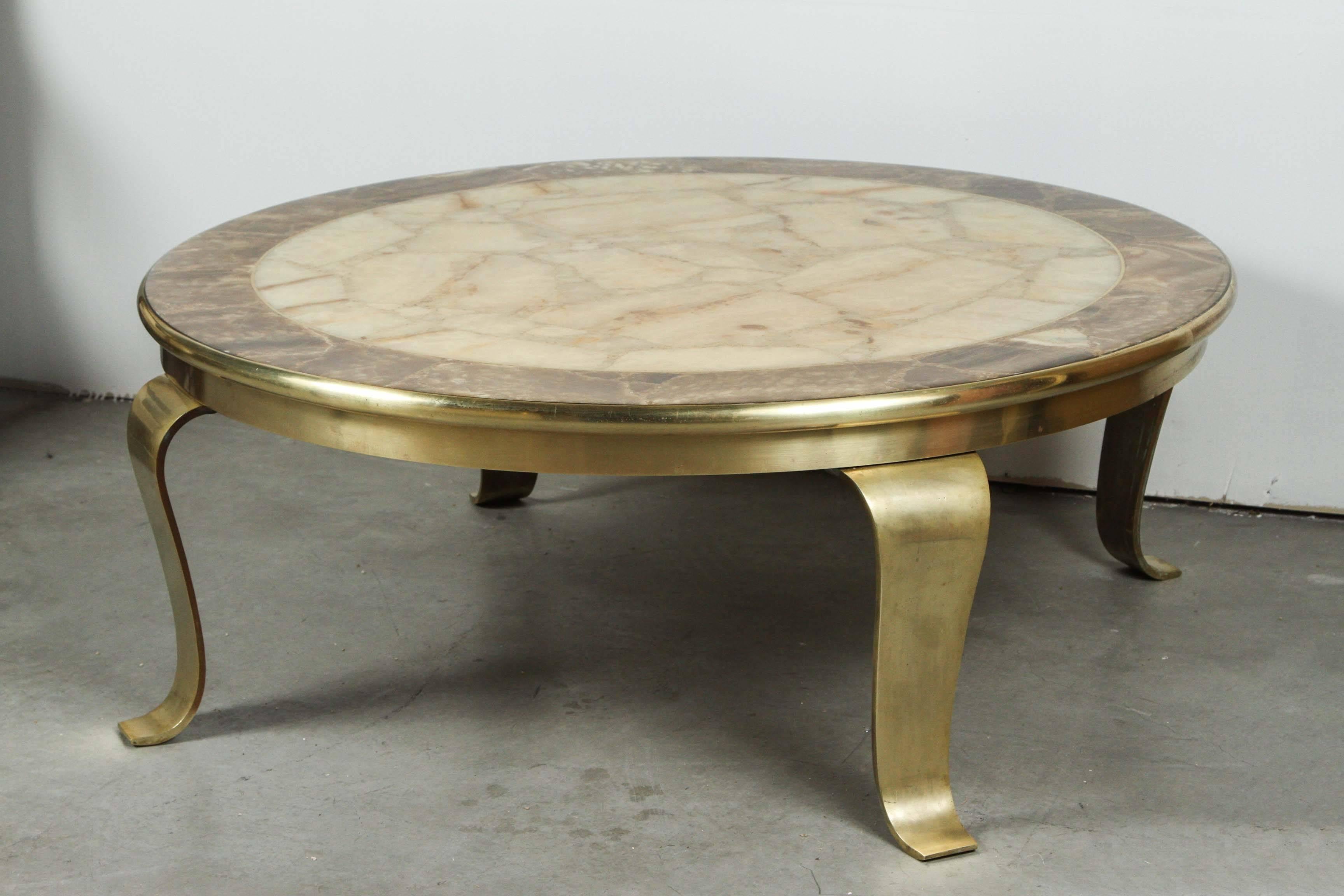 Brass and Onyx Table by Robert & Mito Block  For Sale 1