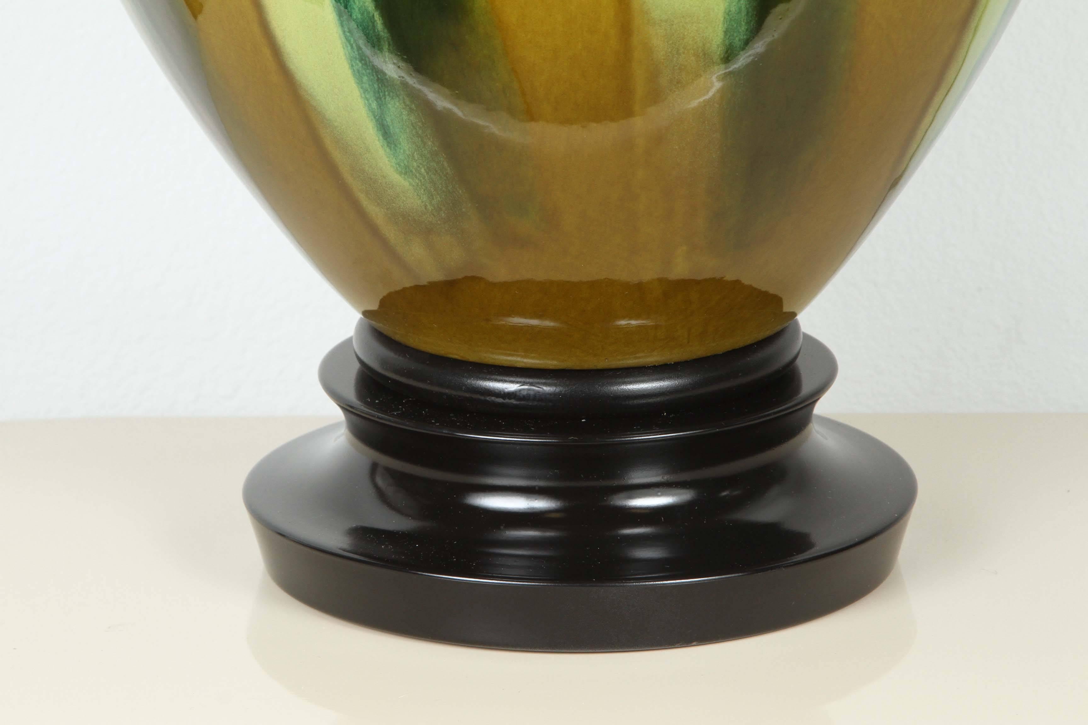 Mid-20th Century Pair of Large Glazed Ceramic Lamps