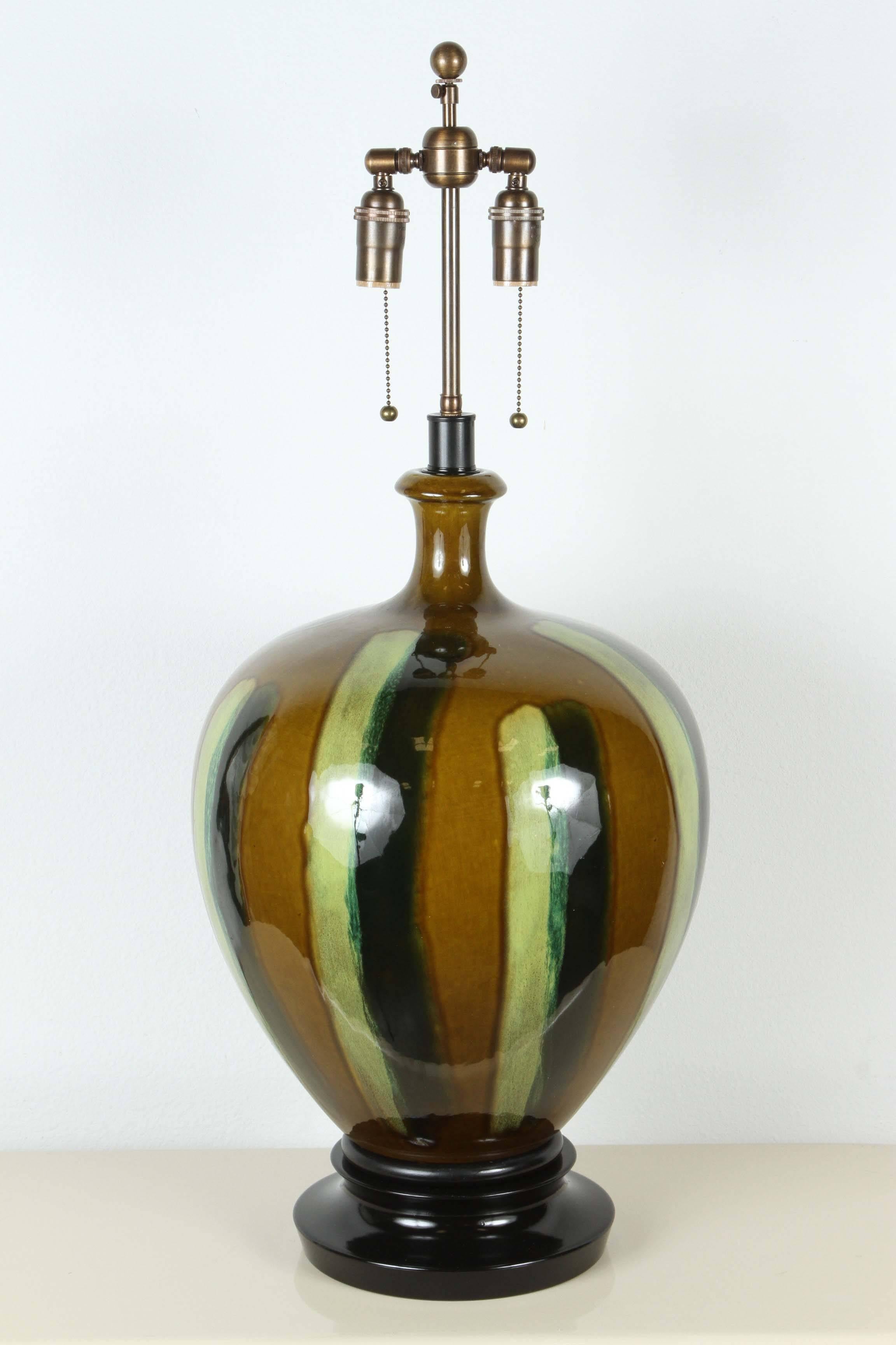 Pair of Large Glazed Ceramic Lamps 1