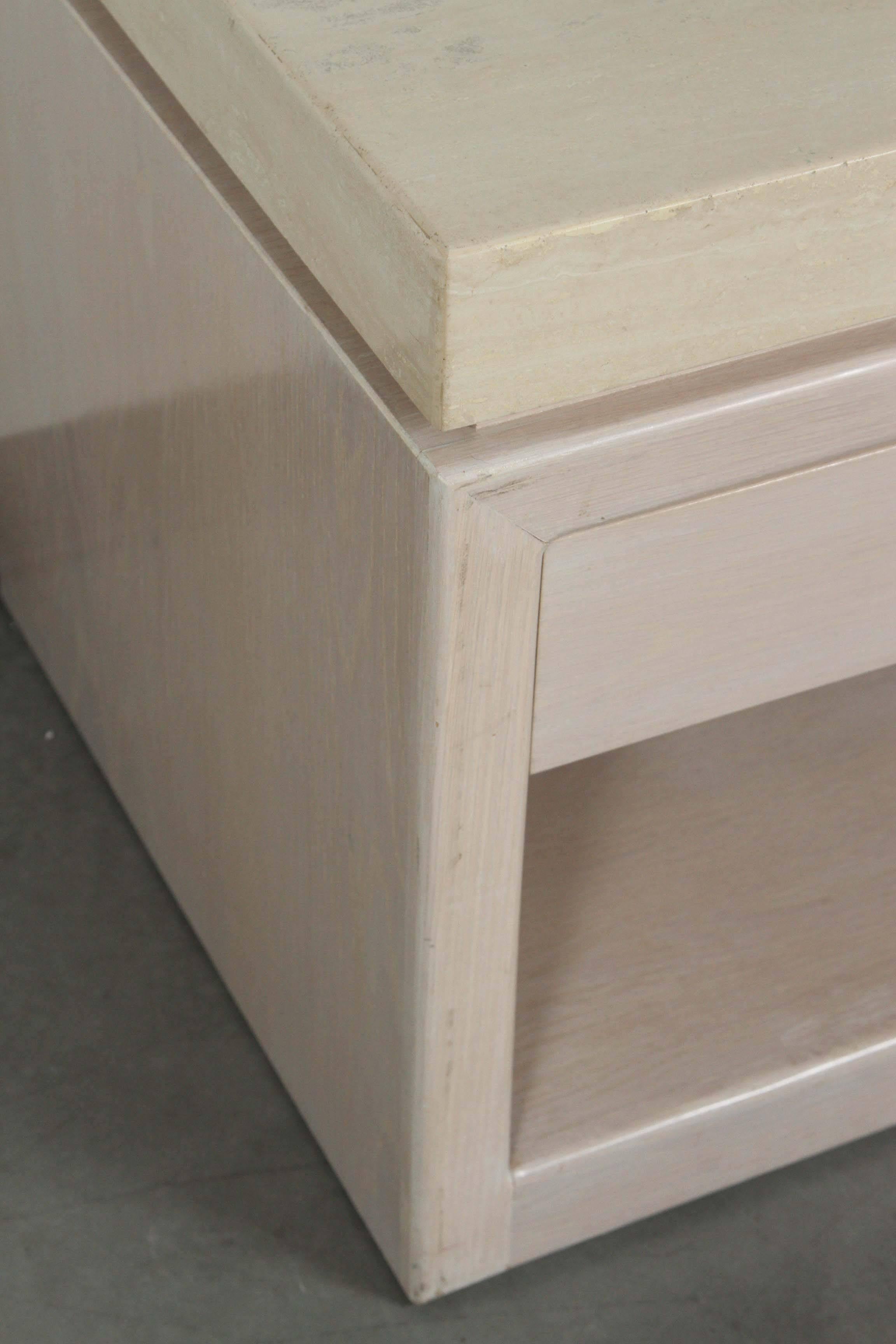 Pair of End Tables with Polished Travertine Tops 3