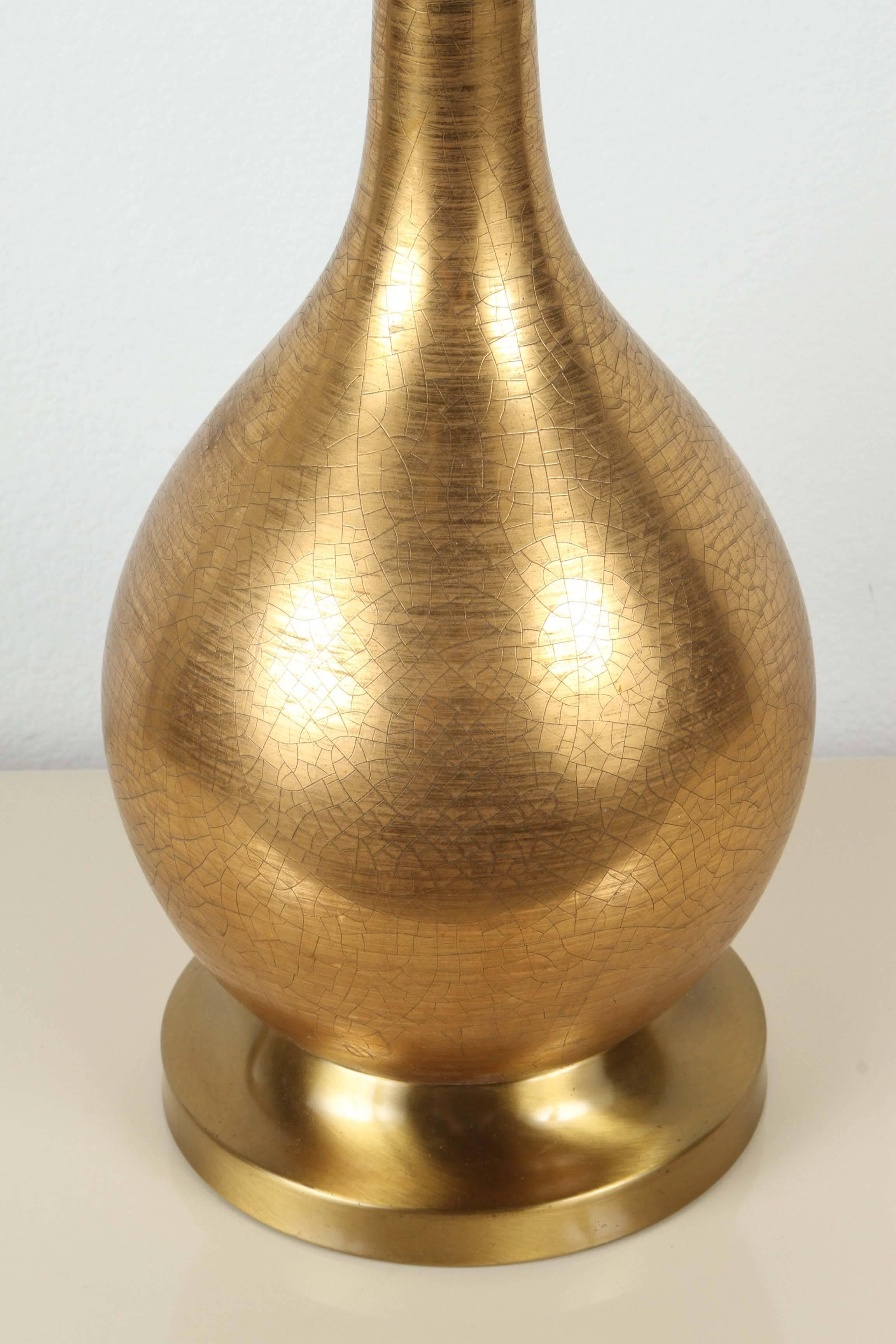 Gorgeous Pair of Gold Crackle Glaze Ceramic Lamps In Excellent Condition In New York, NY