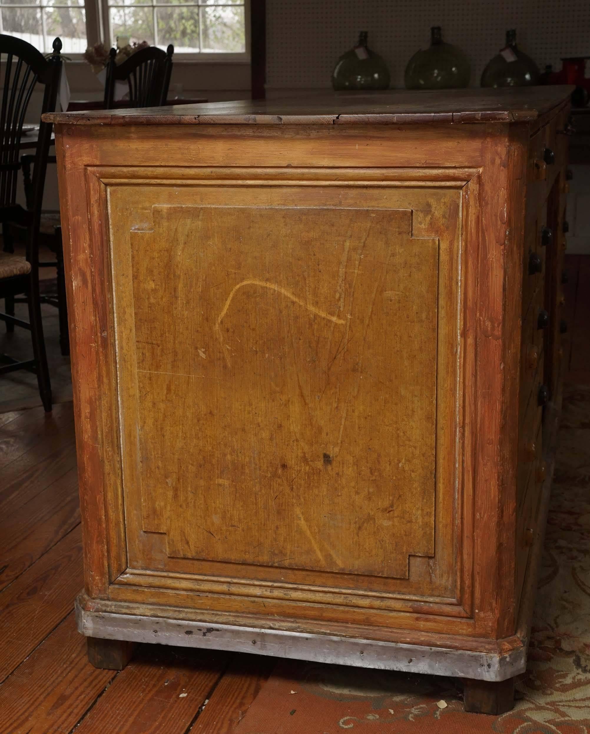 French Hardware Store Counter with Drawers on Both Sides 3