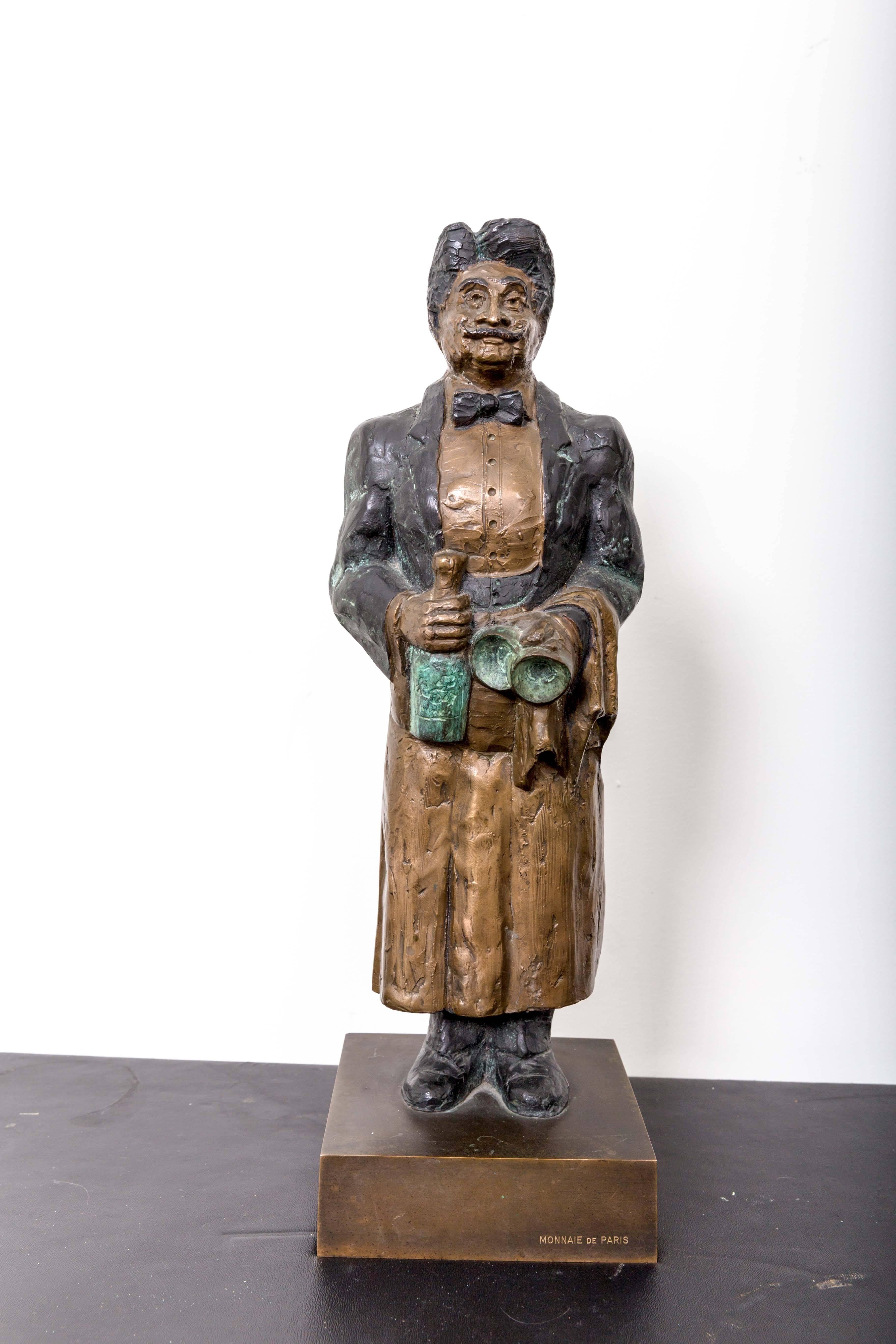Français Statue en bronze intitulée Le Sommelier de Guy Buffet ; Gaston en vente