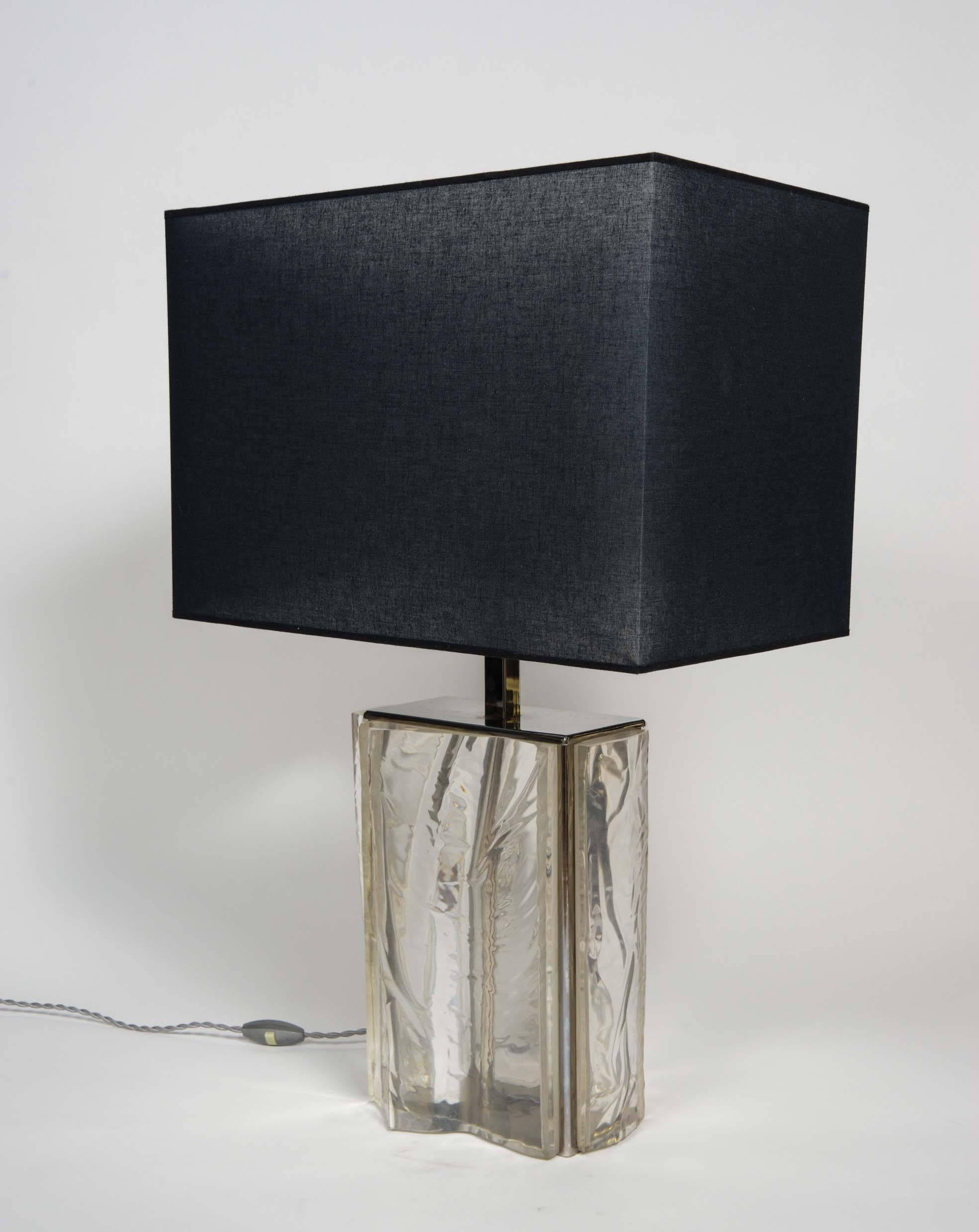 Mid-Century Modern Nice Asymmetric French Lucite Lamp For Sale