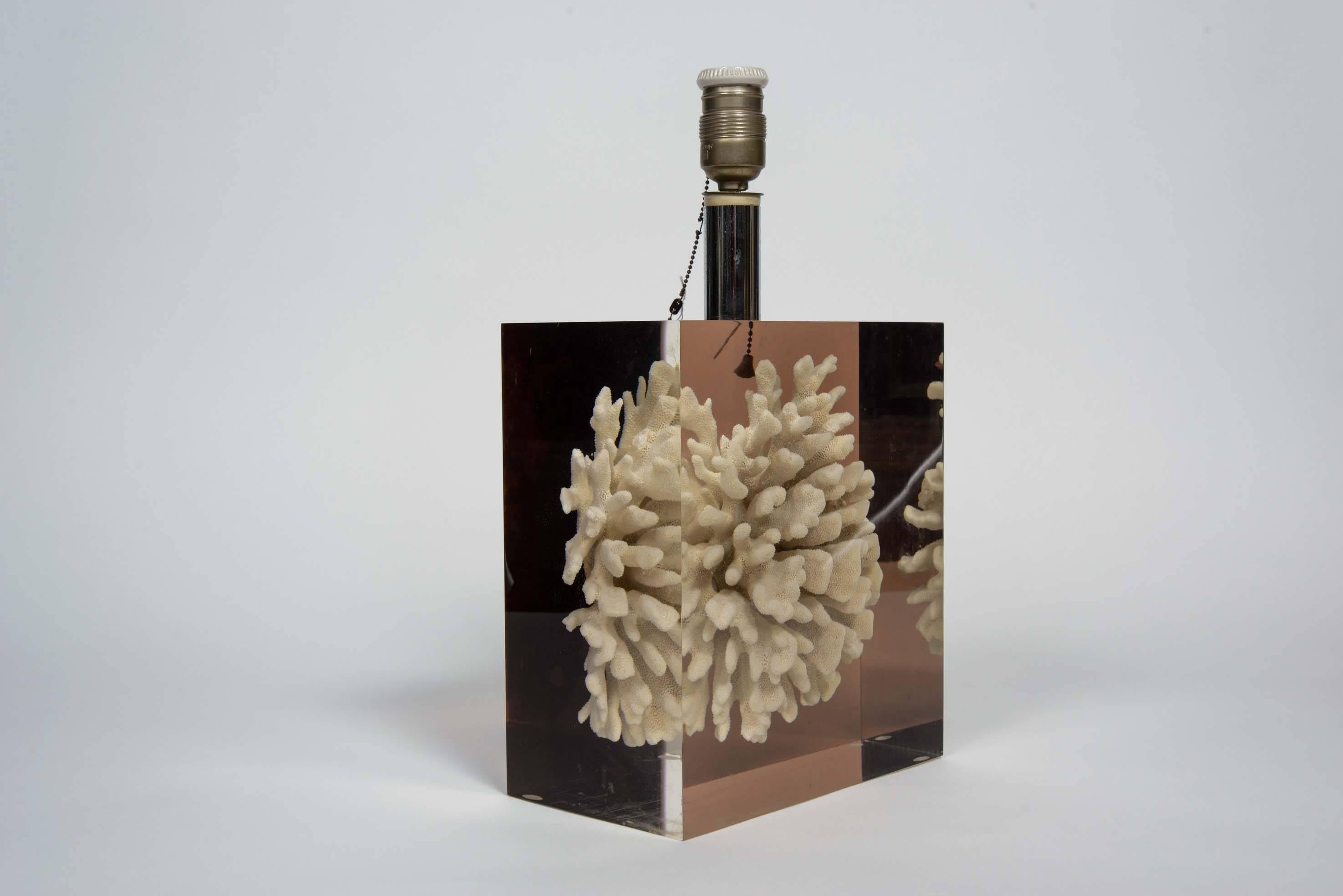 Mid-Century Modern Very Nice Resin and Coral Lamp by Pierre Giraudon