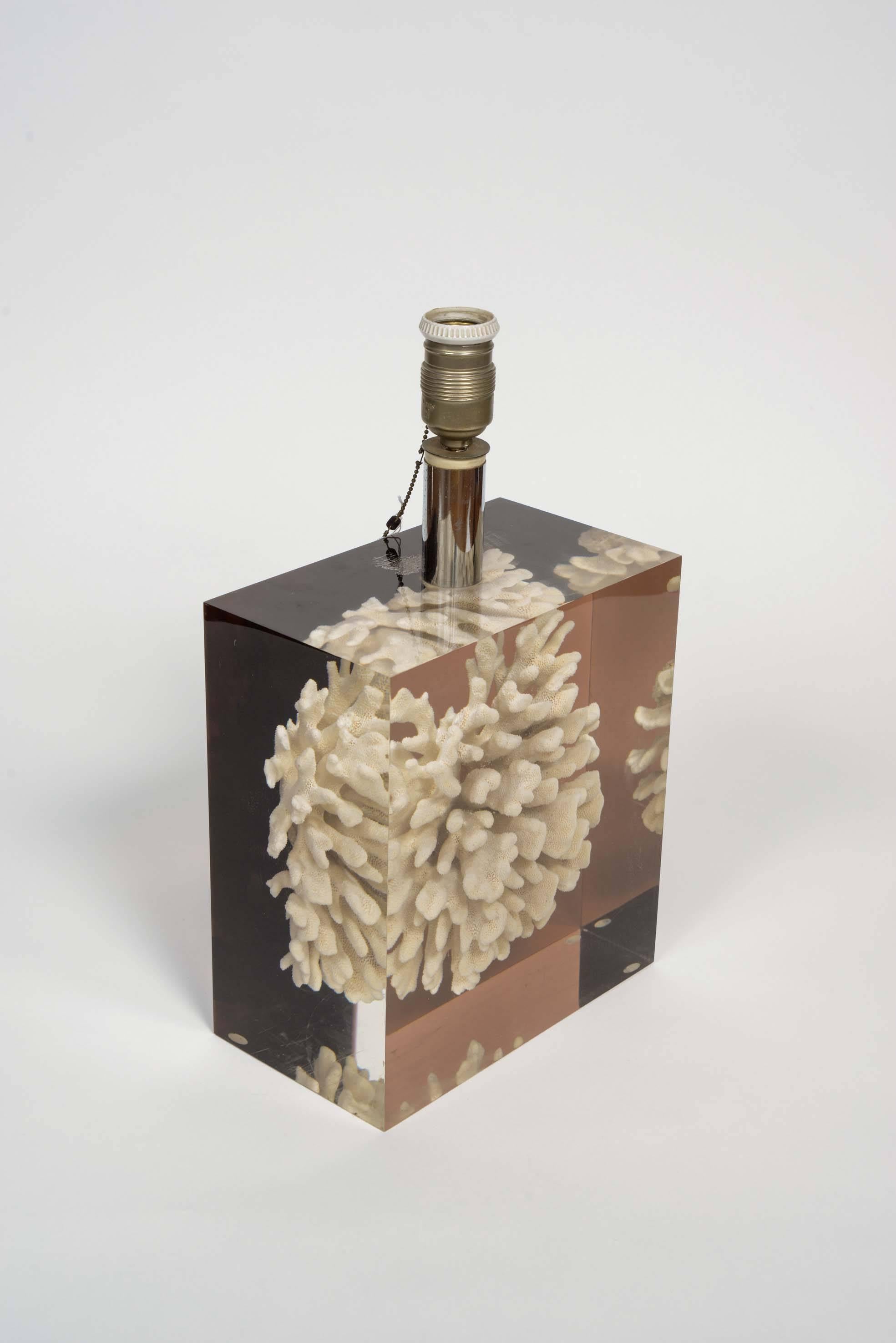 French Very Nice Resin and Coral Lamp by Pierre Giraudon