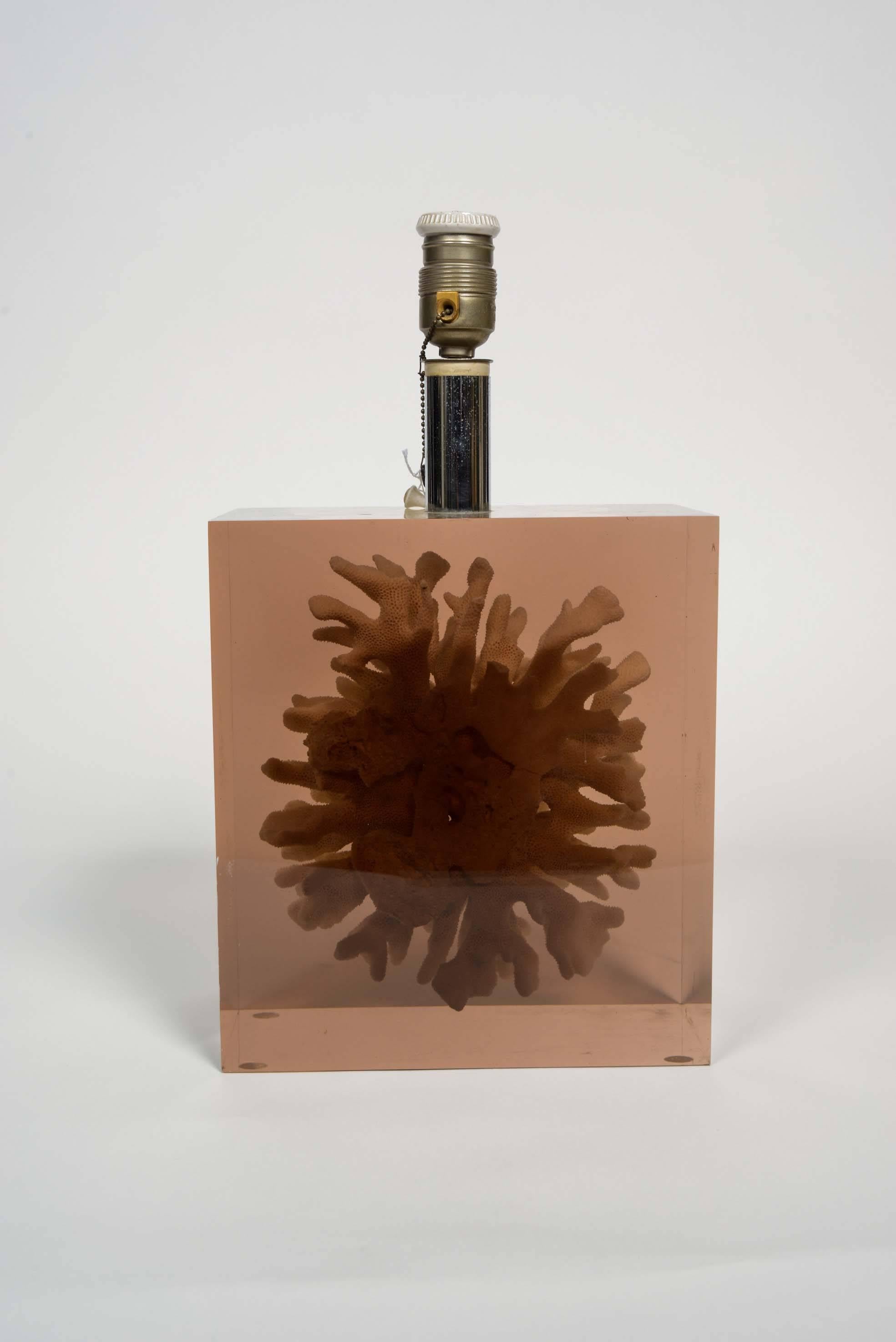 Mid-20th Century Very Nice Resin and Coral Lamp by Pierre Giraudon