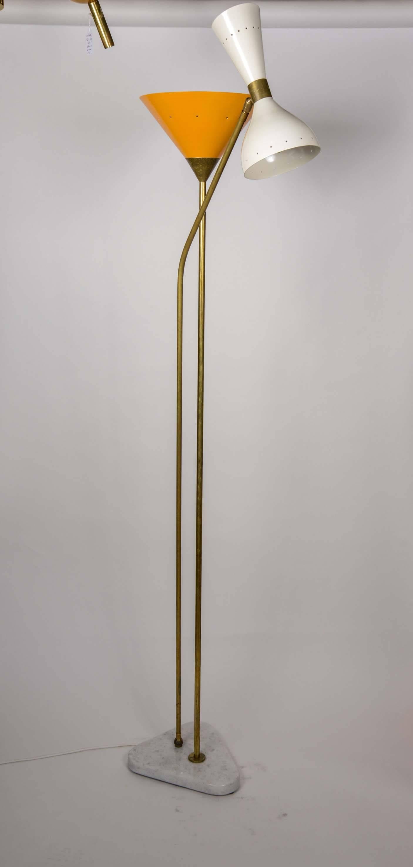 Enameled Vintage Mid-Century Three Lights Floor Lamp