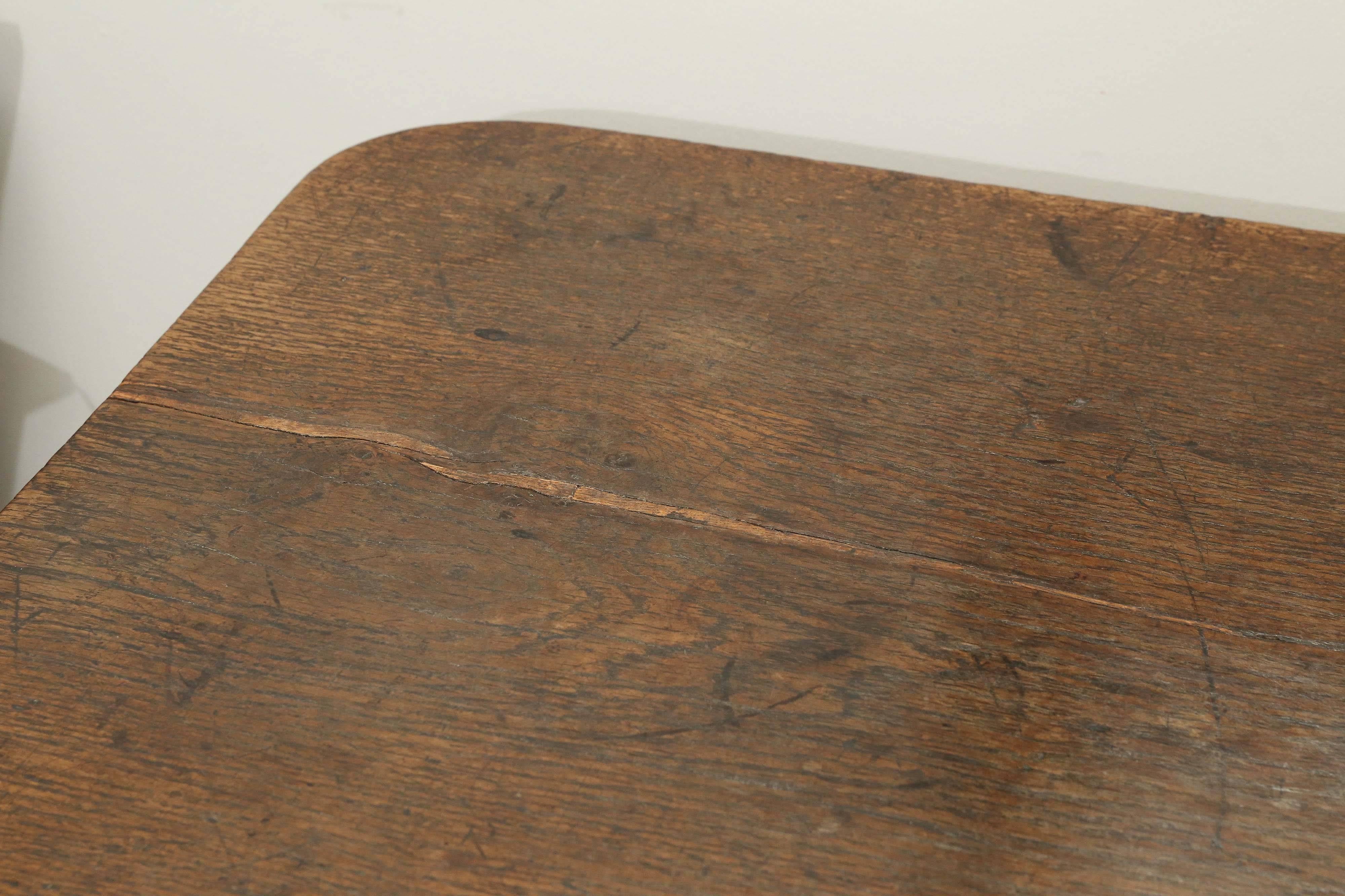 Walnut 18th Century Single Plank Top Trestle Monastery Table