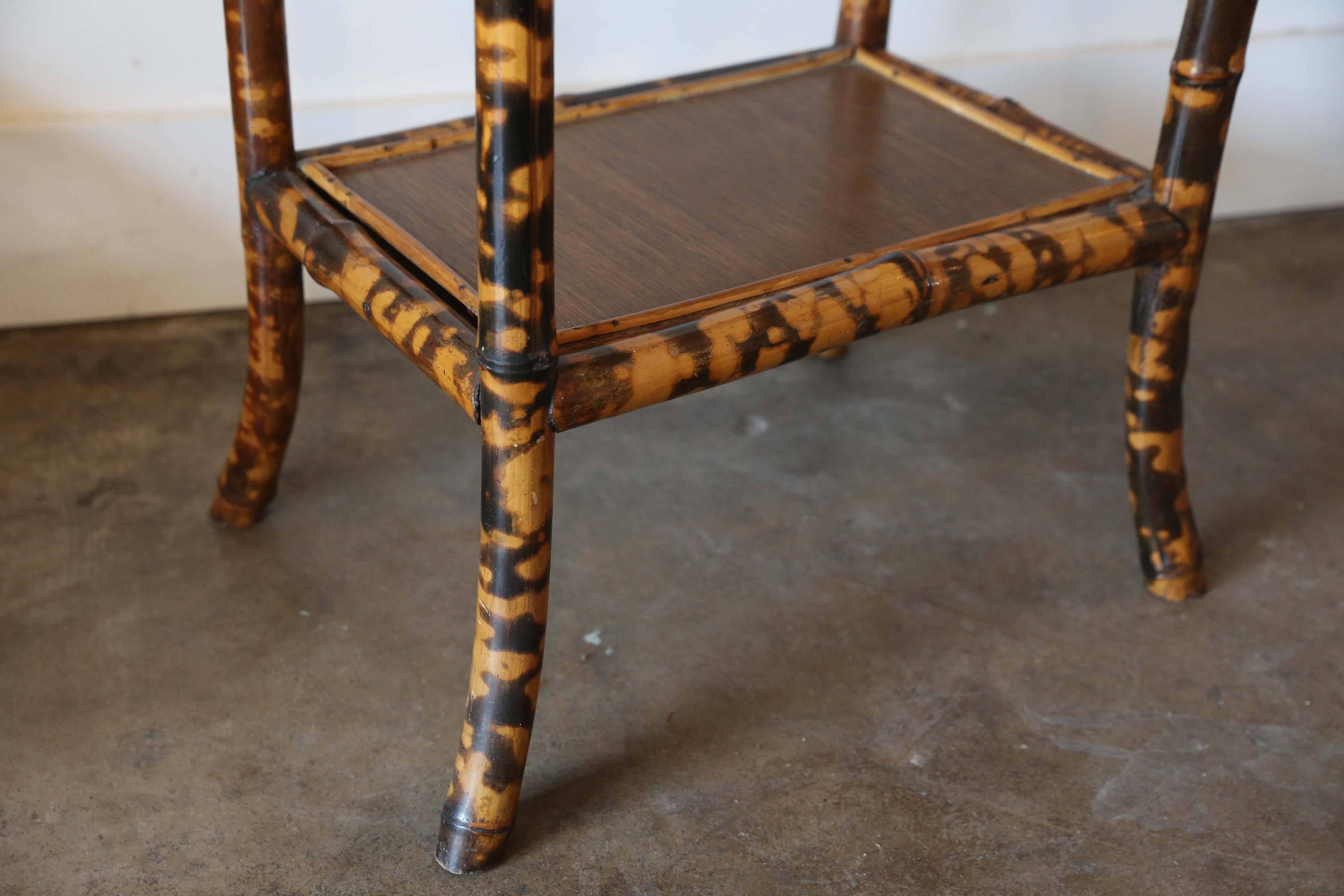 English 19th Century Scorched Bamboo Tortoise Shell Colored Table