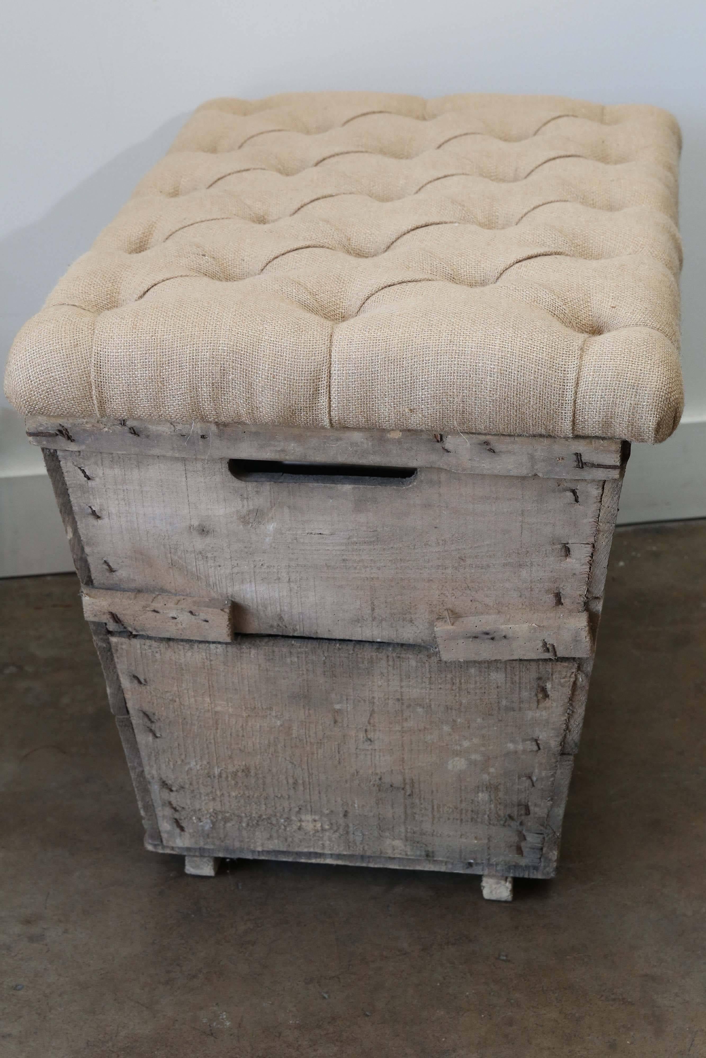 Burlap 19th Century Upholstered French Champagne Crates