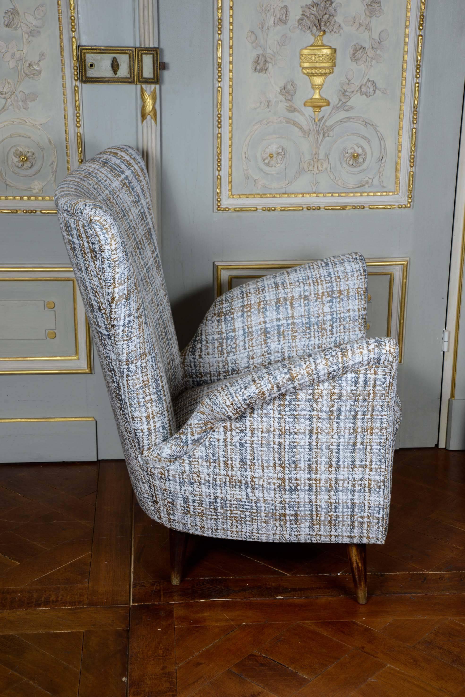 Fabric Pair of Vintage Armchairs