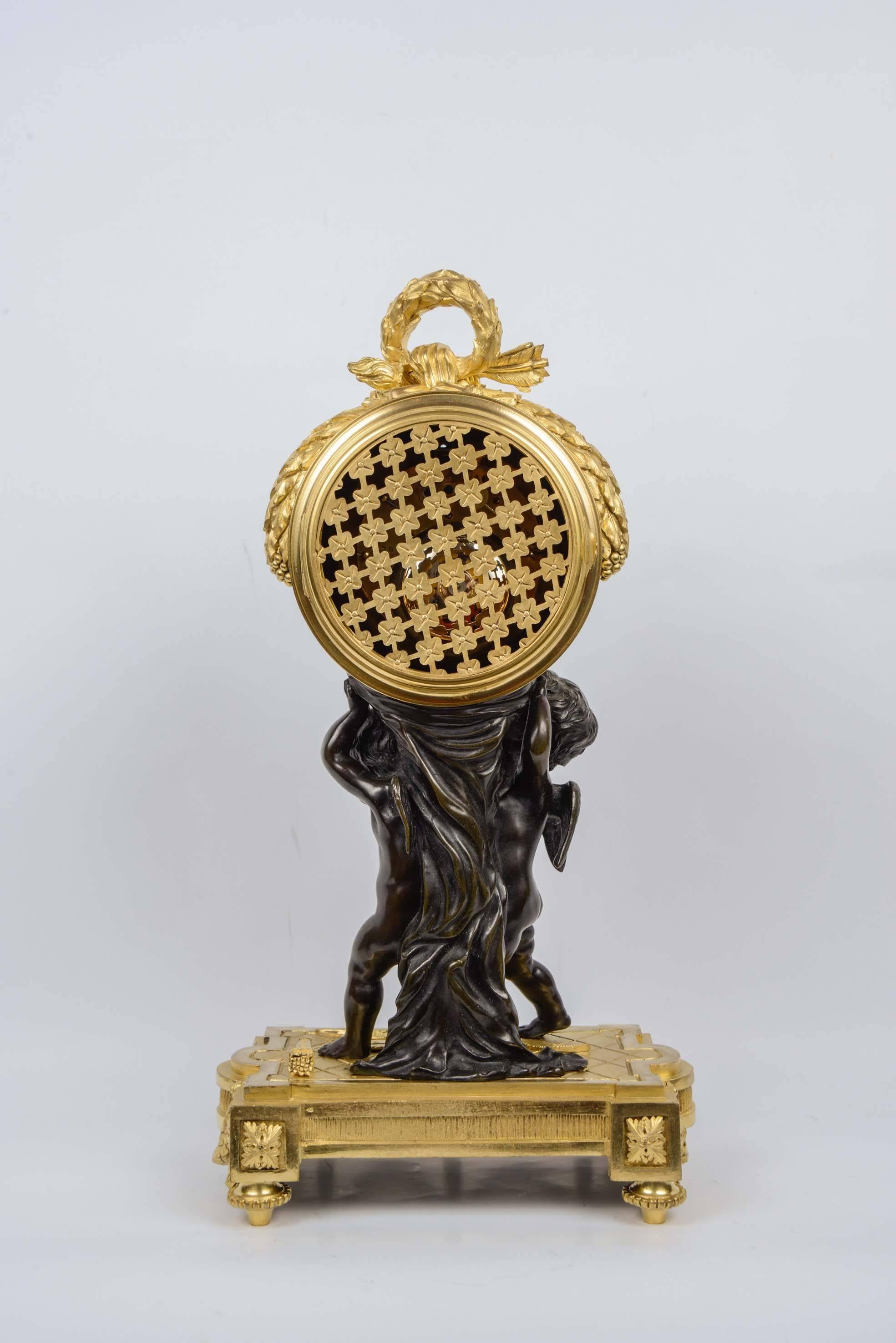 Bronze Unusual Louis XVI Style Clock For Sale