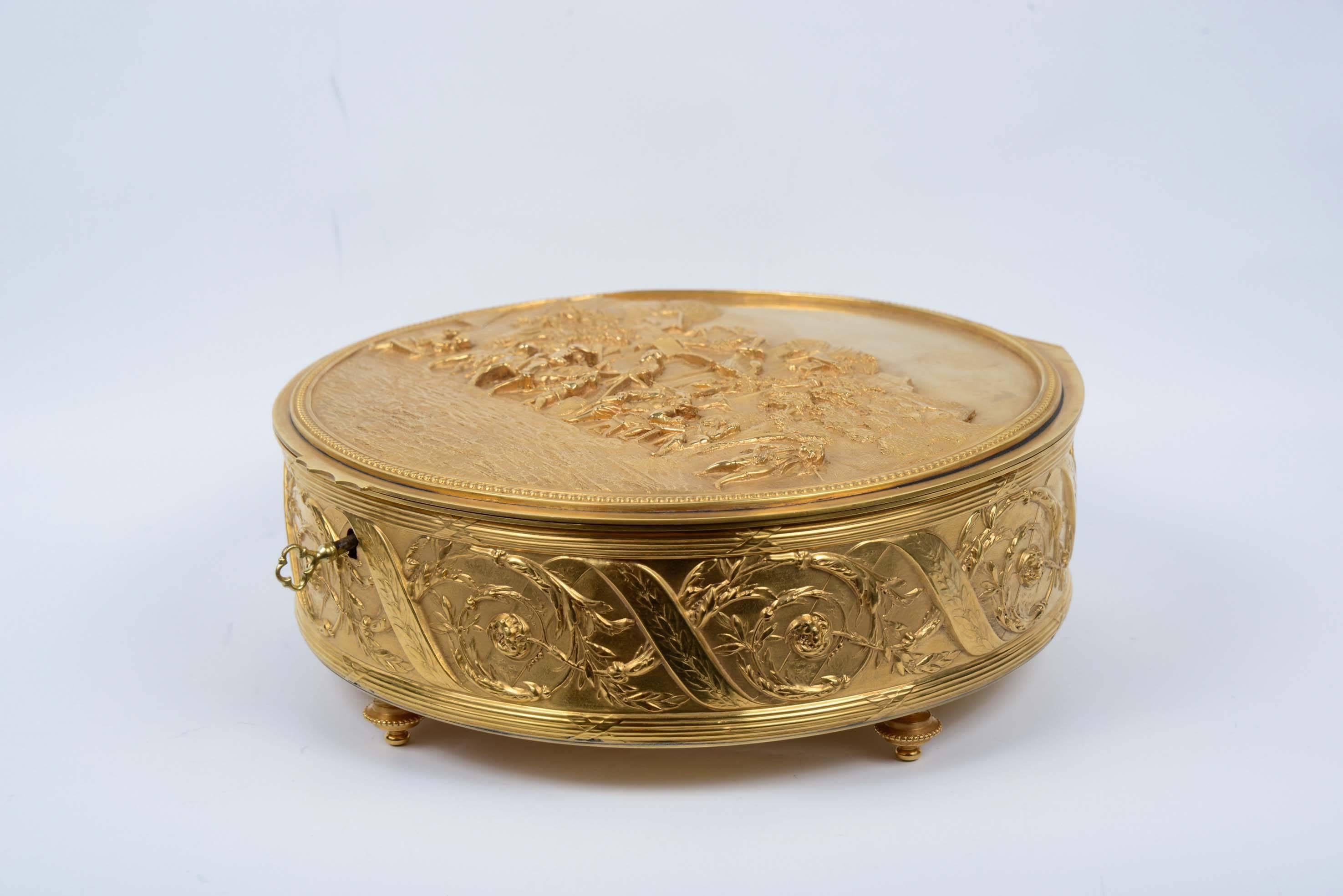 Gilt Impressive Bronze Jewelry Box For Sale