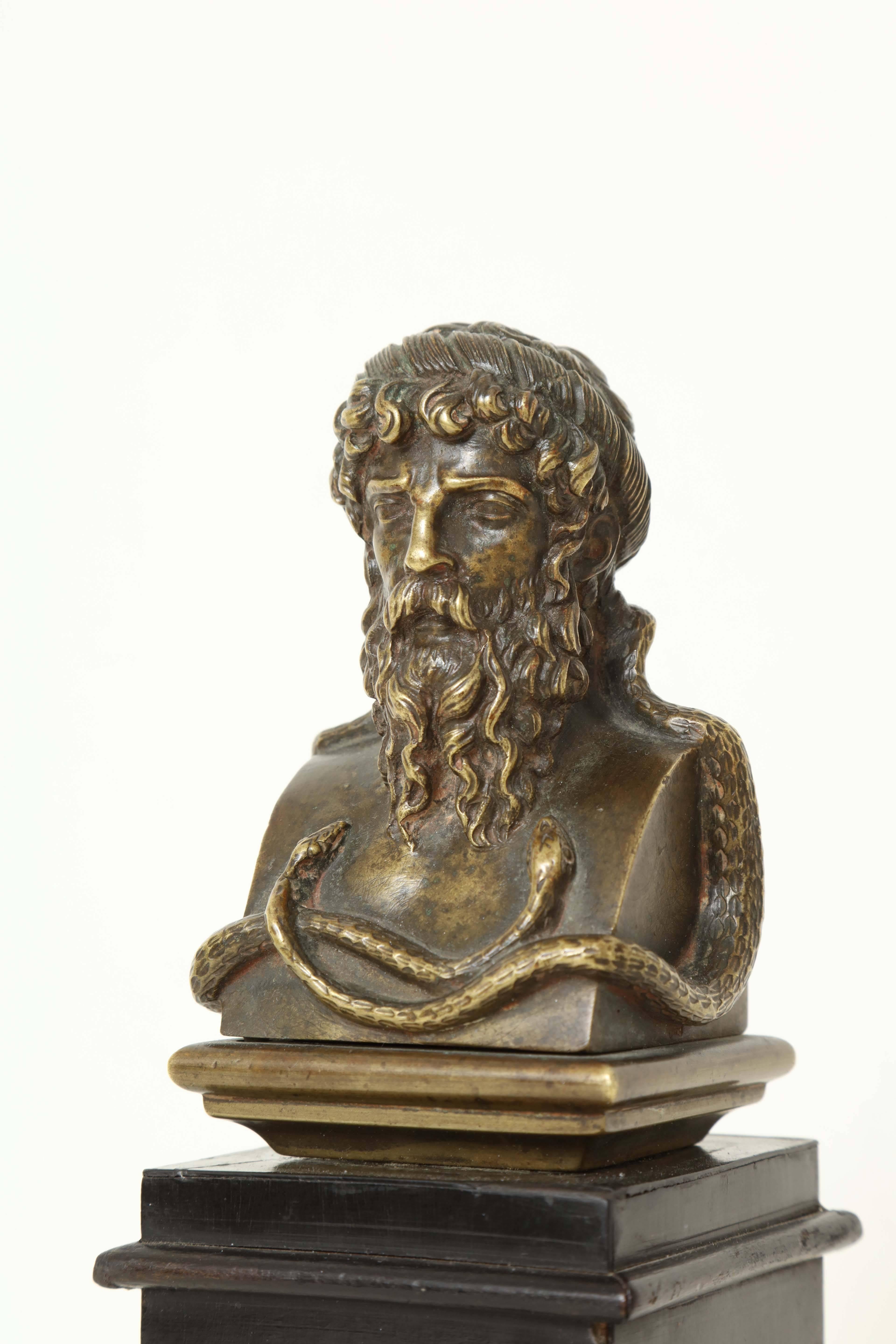 Neoclassical Early 19th Century Italian Bronze Bust of Asclepius For Sale