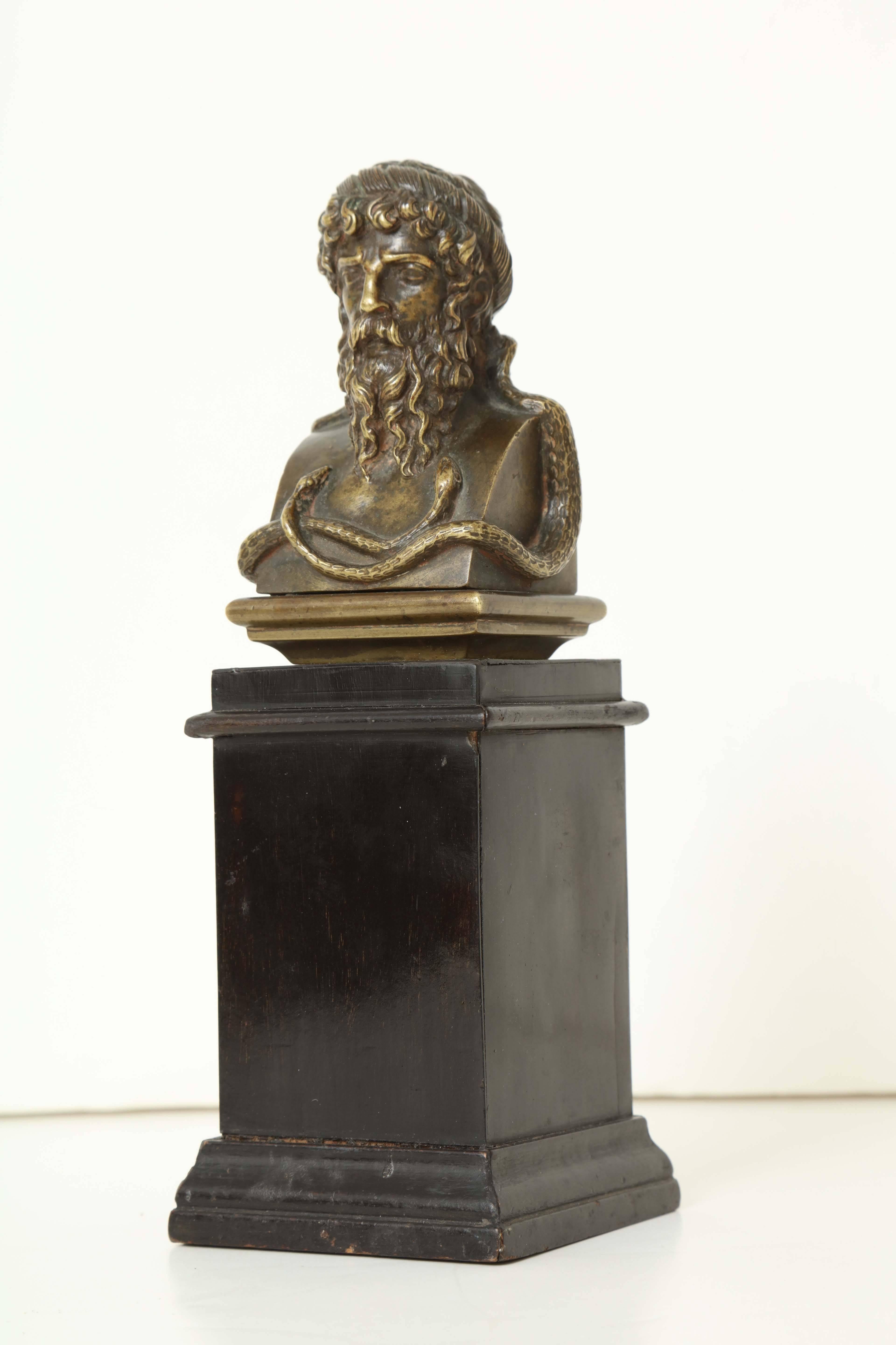 Early 19th Century Italian Bronze Bust of Asclepius In Excellent Condition For Sale In New York, NY
