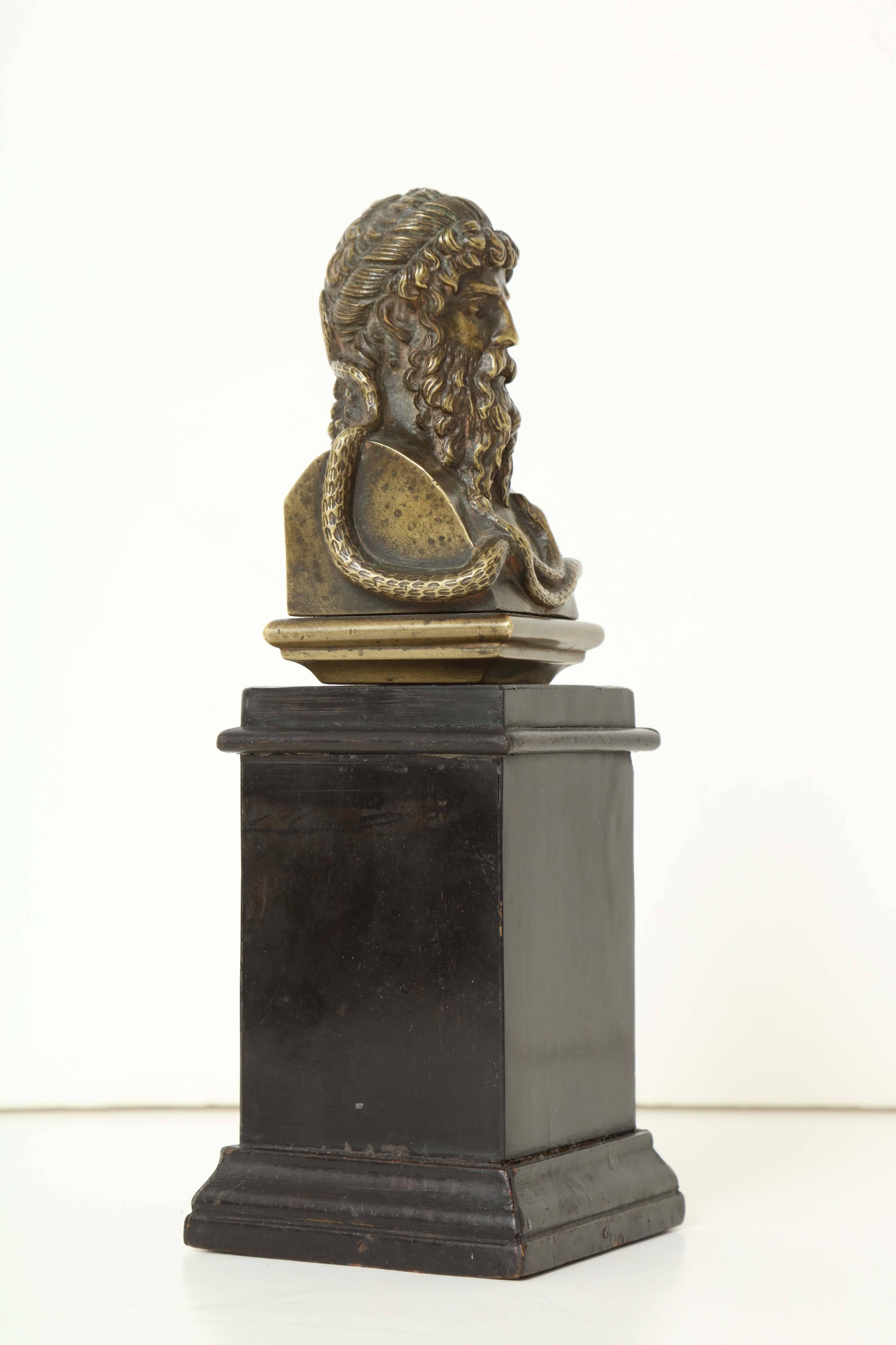 Early 19th Century Italian Bronze Bust of Asclepius For Sale 1