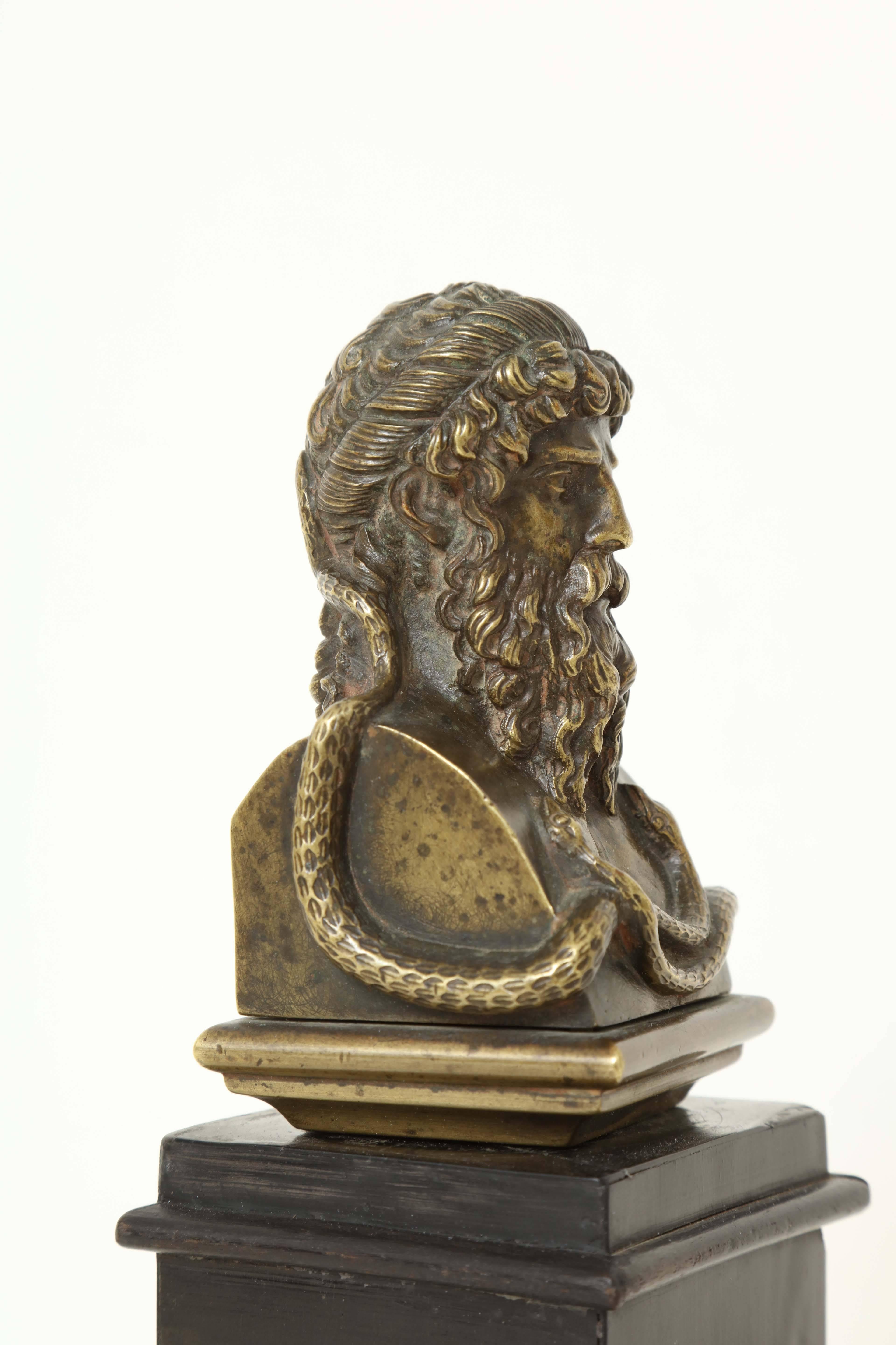 Early 19th Century Italian Bronze Bust of Asclepius For Sale 2