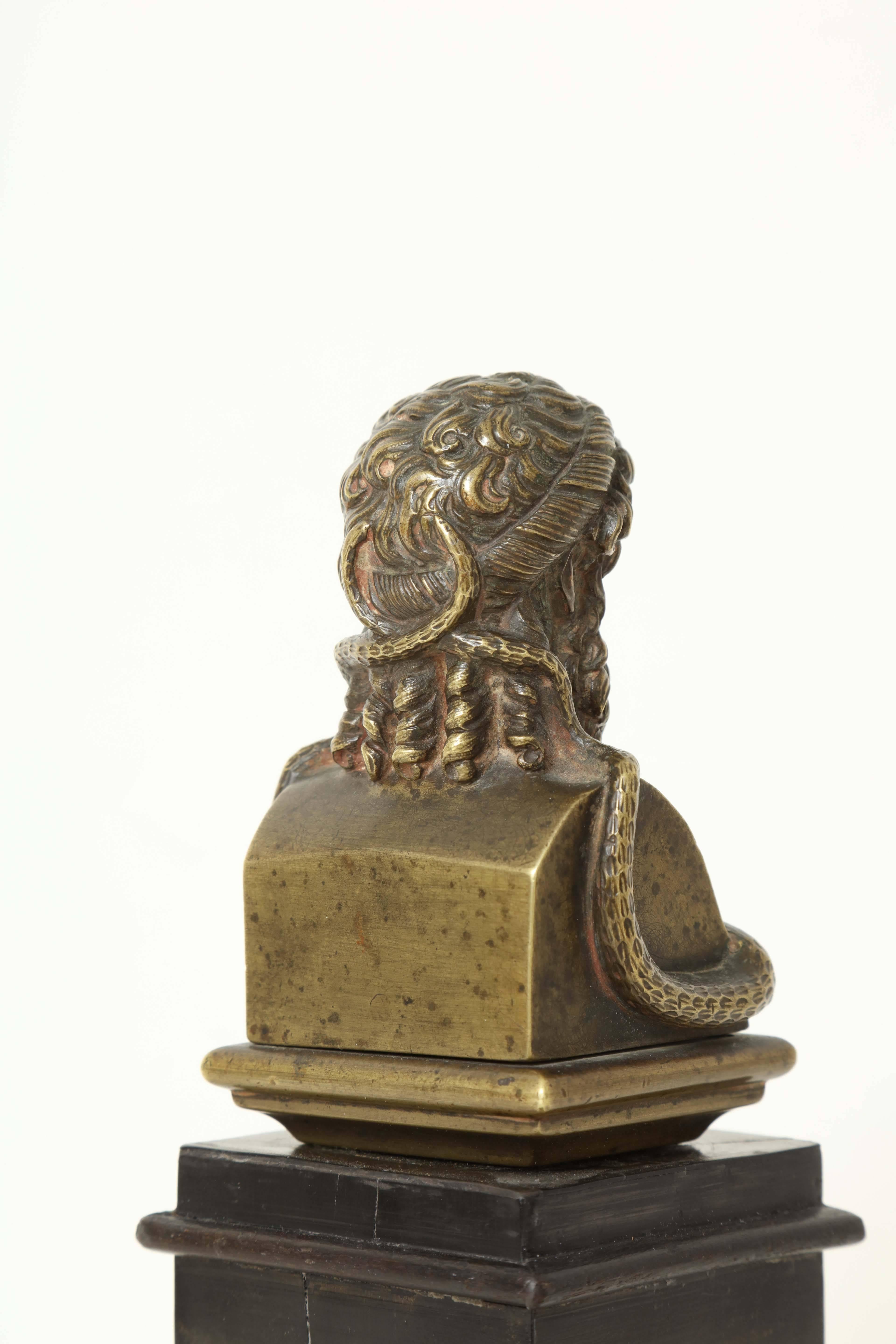 Early 19th Century Italian Bronze Bust of Asclepius For Sale 3